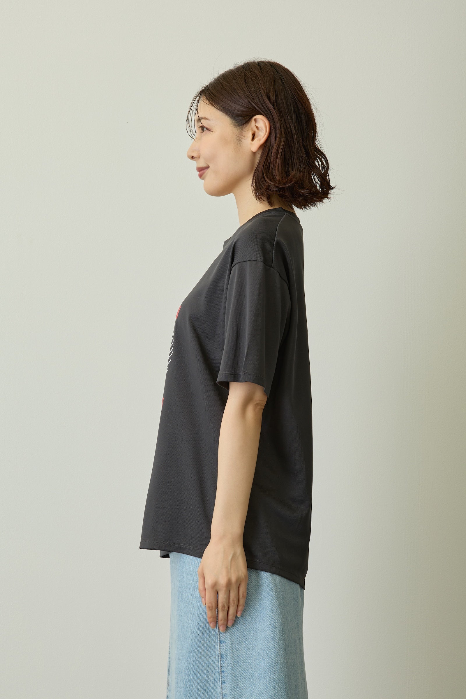 ナガノキャラクターズ ドライTシャツ RUN もぐらコロッケ チャコール