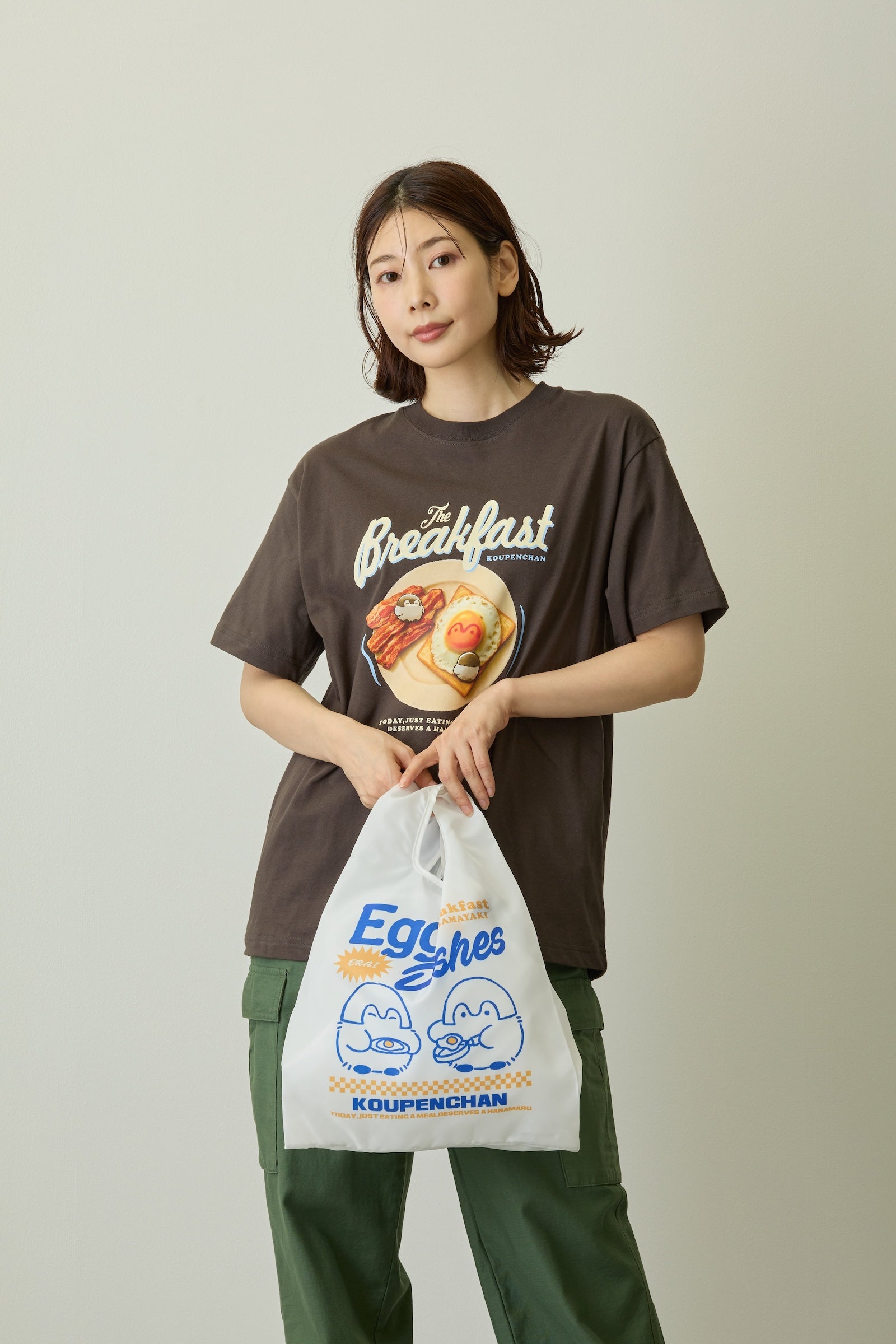 コウペンちゃん エコバッグ Egg dishes ホワイト ONE