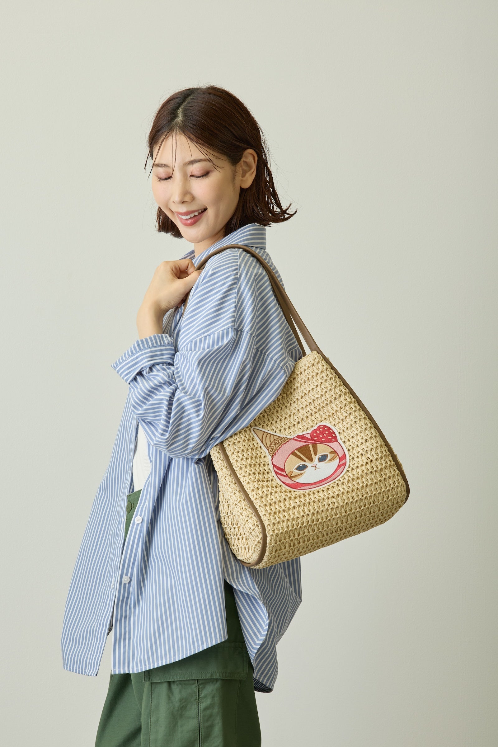 mofusand かごバッグ ストロベリー ナチュラル