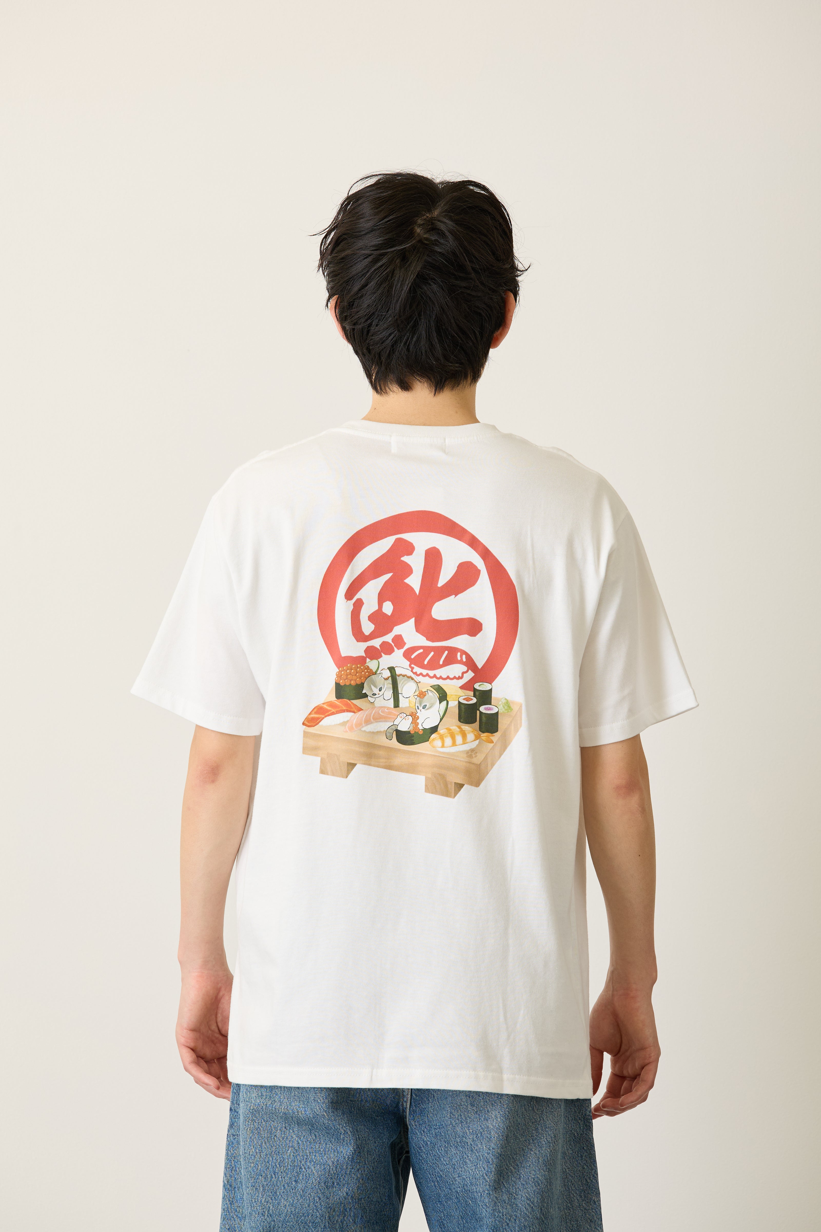 mofusand お寿司 Tシャツ 寿司下駄 ホワイト