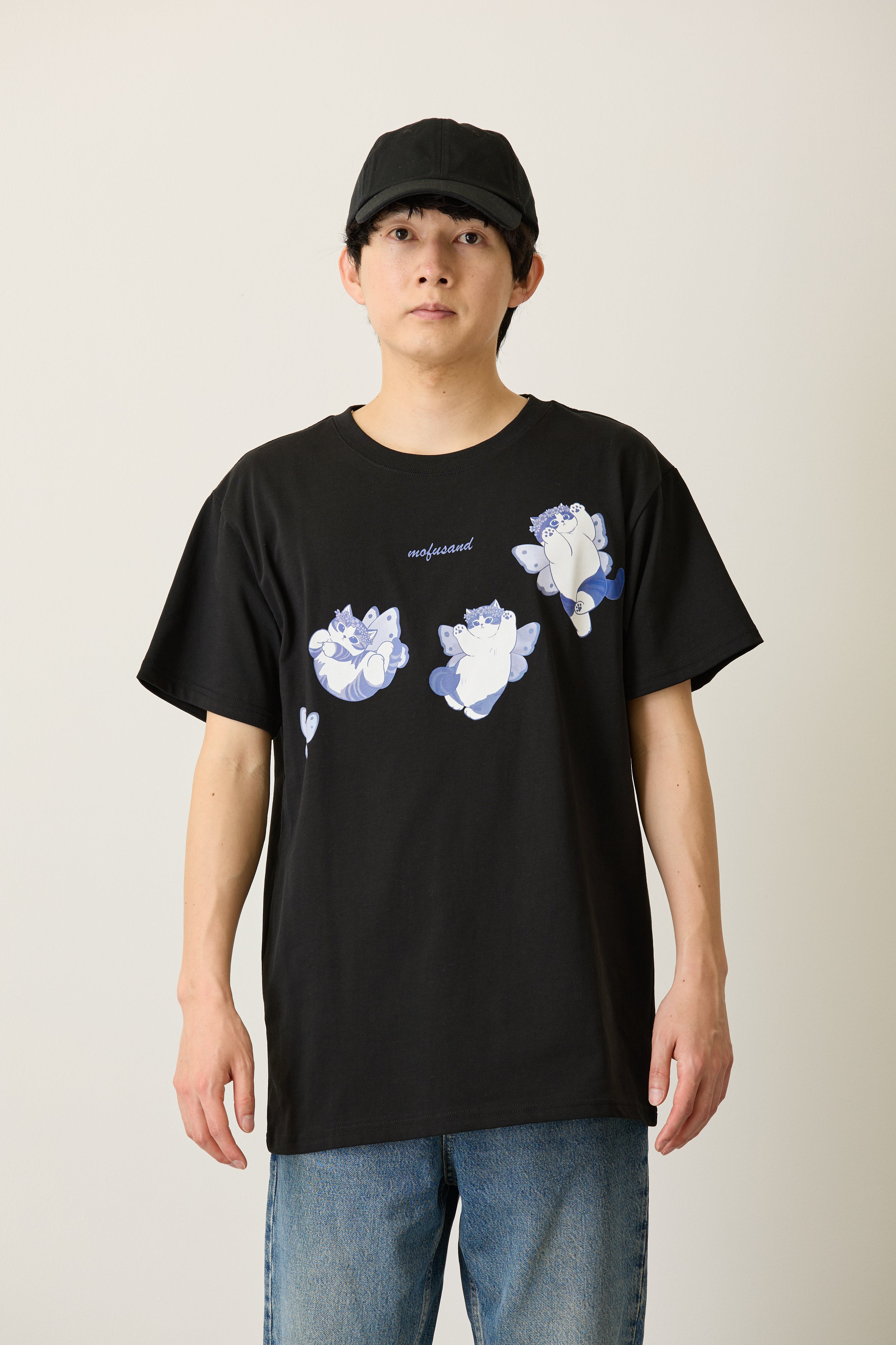 mofusand Tシャツ ちょうちょにゃん いろはねにゃん ブラック