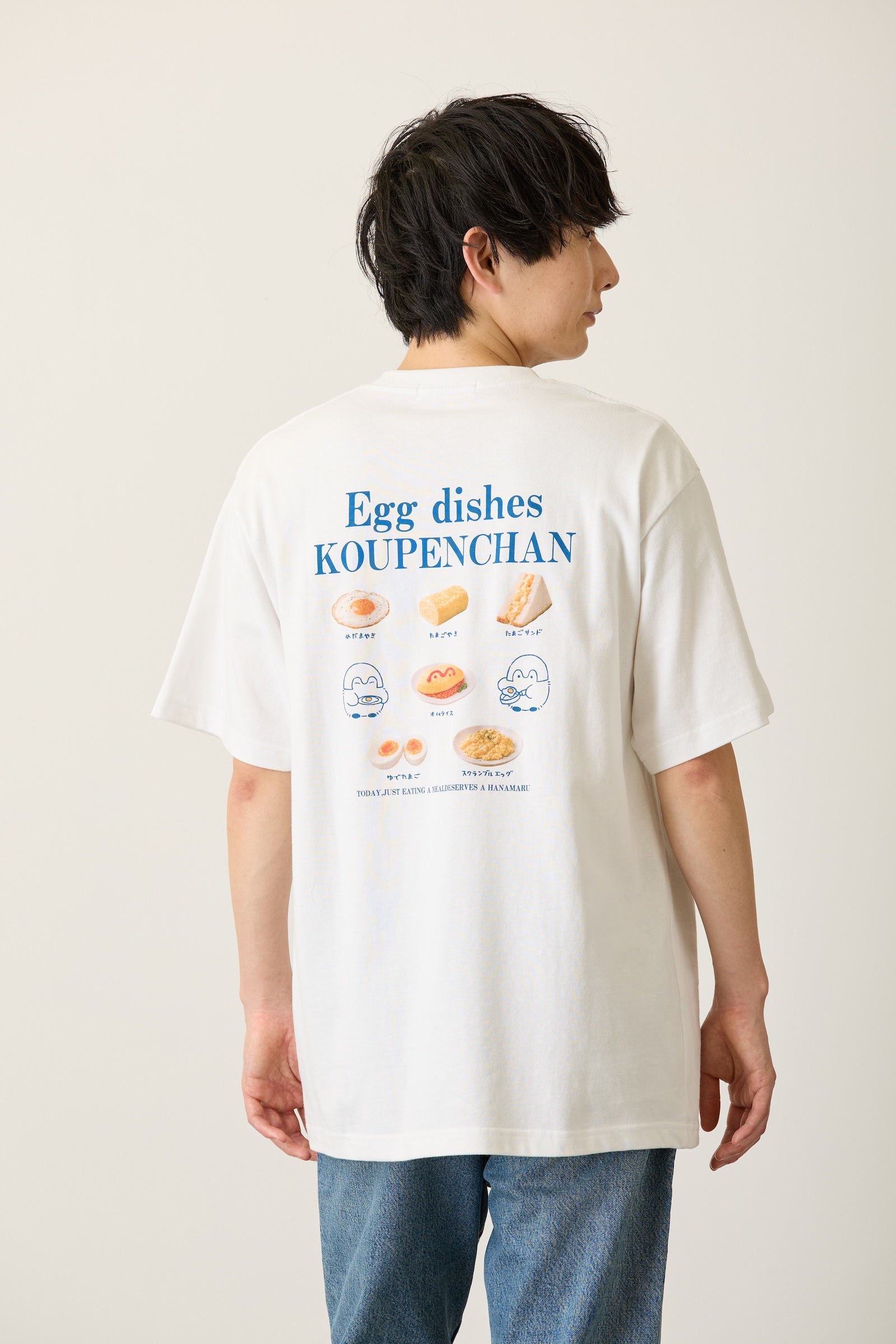 コウペンちゃん Tシャツ Egg dishes ホワイト