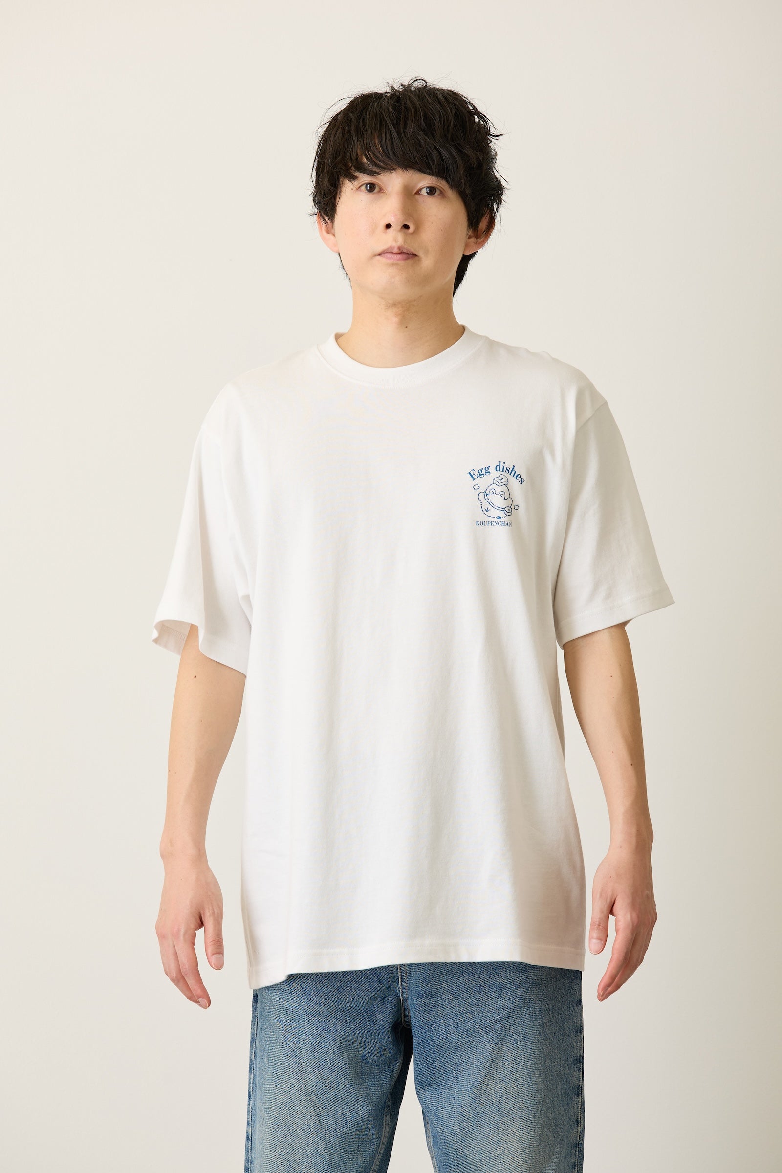 コウペンちゃん Tシャツ Egg dishes ホワイト