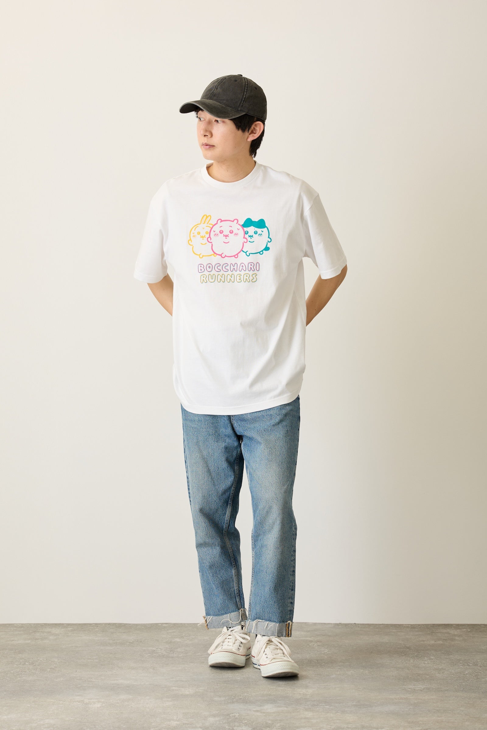 ちいかわ パックTシャツ 味付けのり/ぼっちゃりランナーズ スミ/ホワイト
