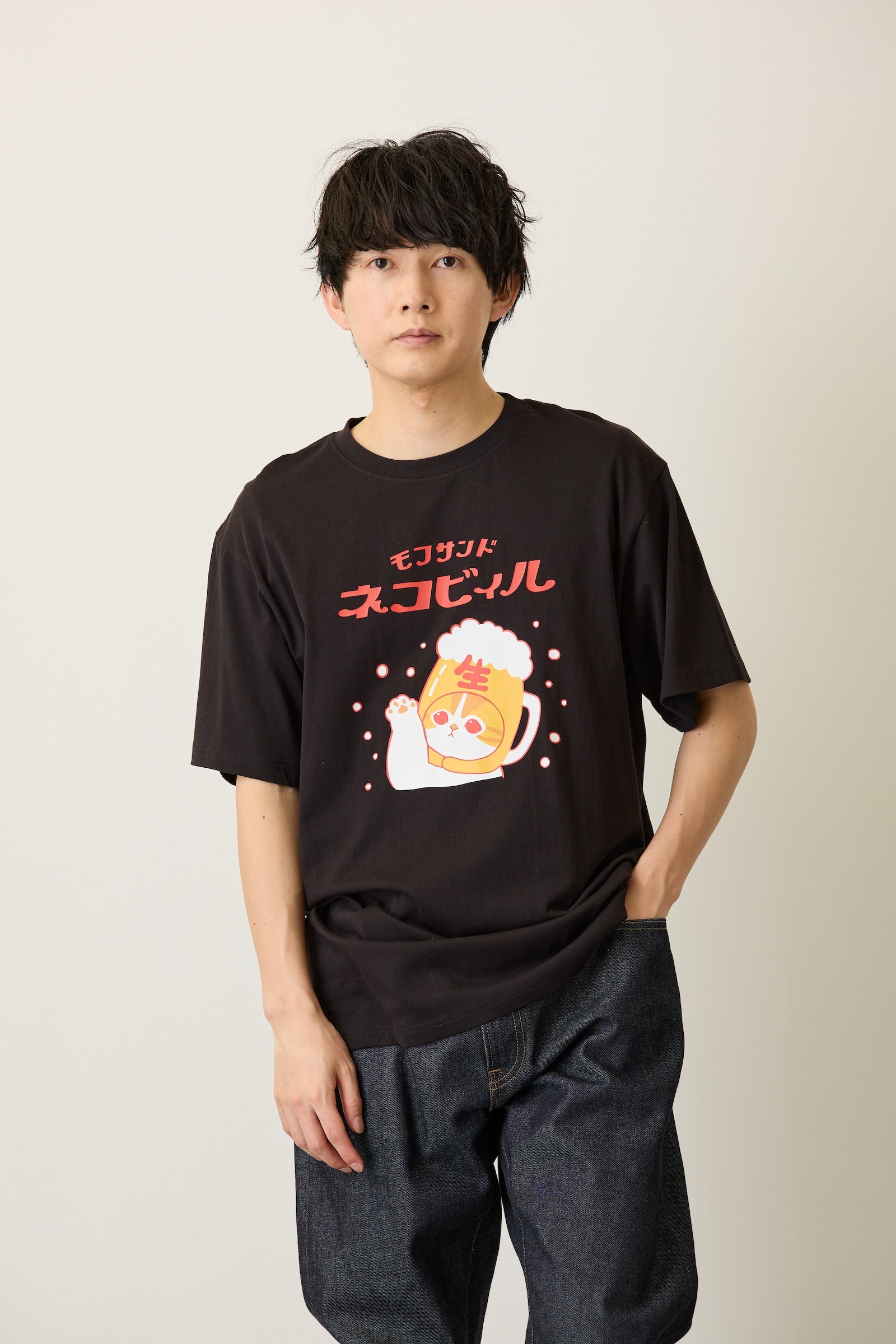 mofusand Tシャツ ネコビィル ブラック