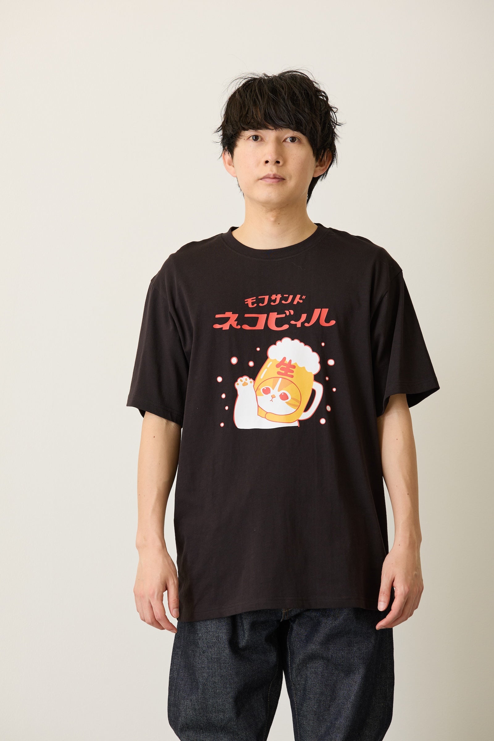mofusand Tシャツ ネコビィル ブラック