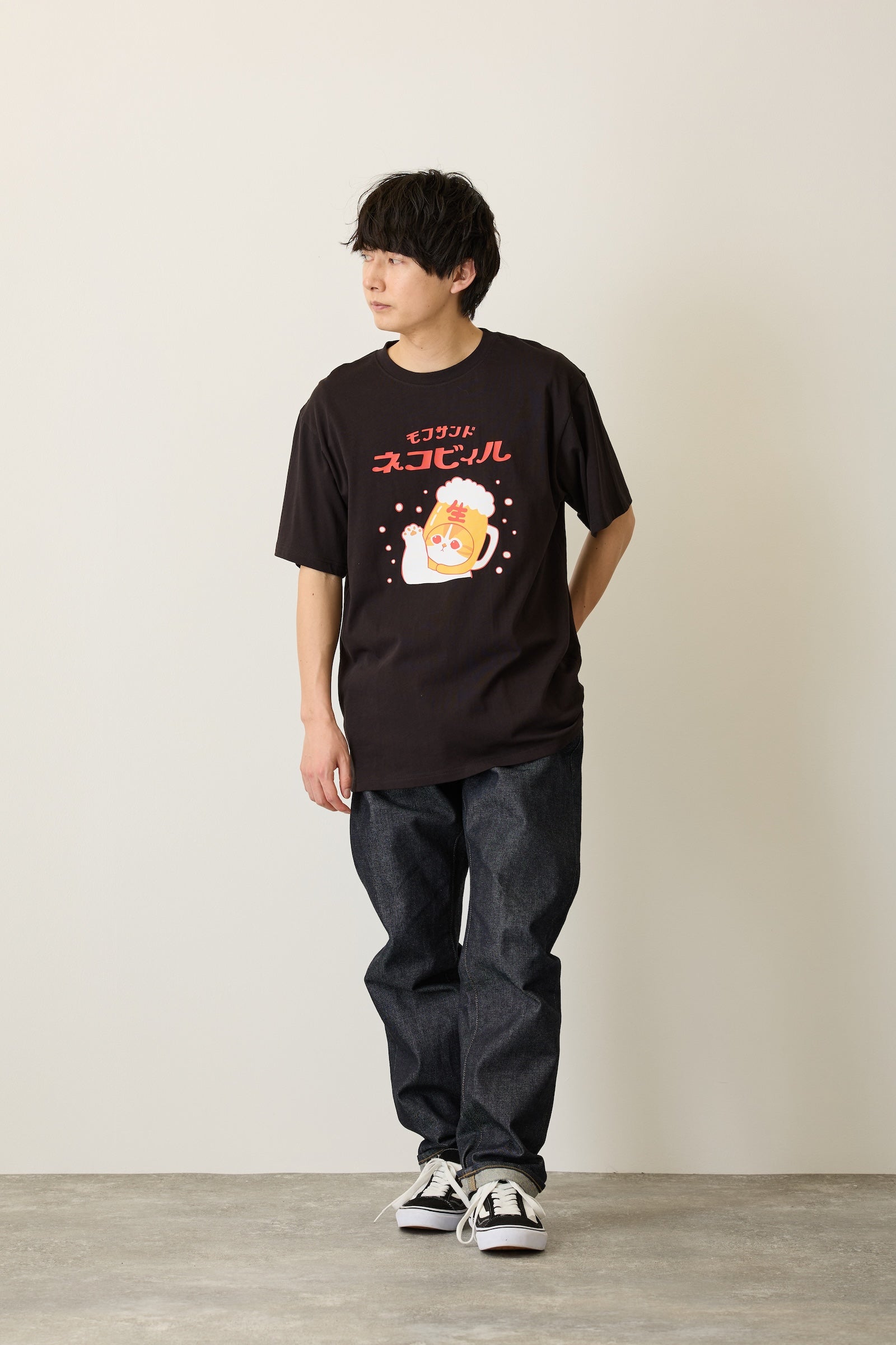 mofusand Tシャツ ネコビィル ブラック