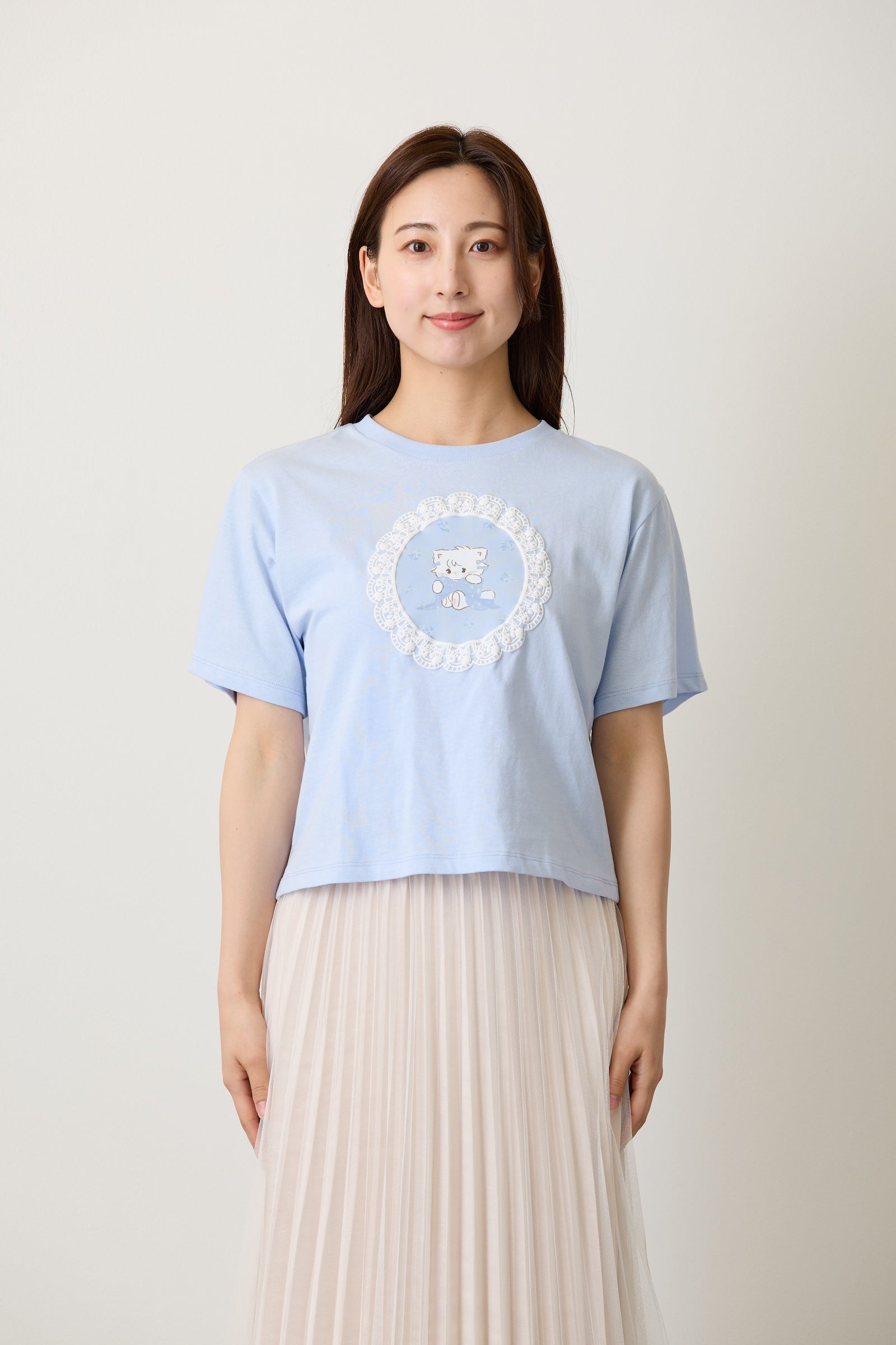 Lil ala mode Tシャツ Lace Frame MOUSSE ブルー