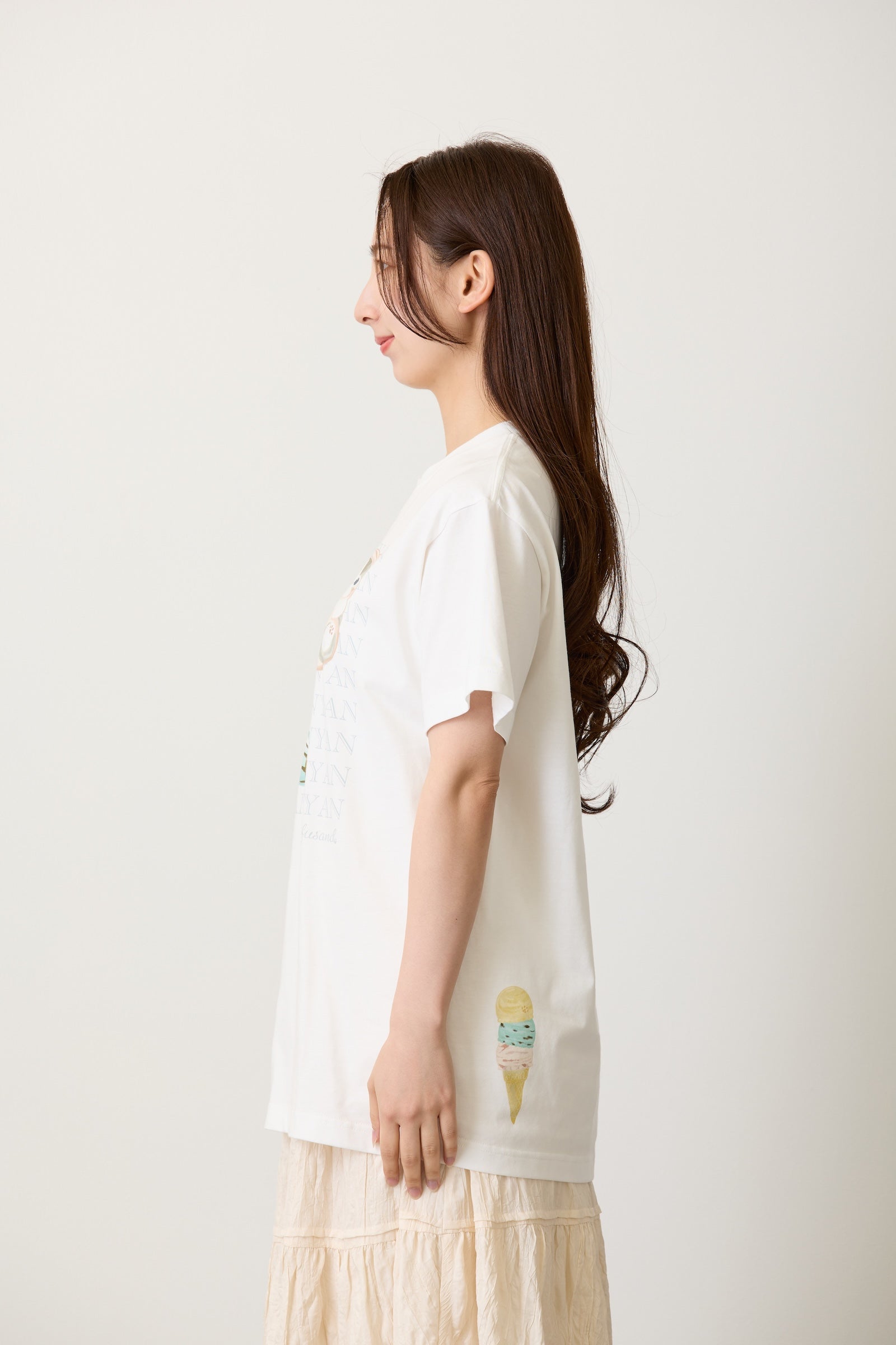 mofusand Tシャツ ICE CREAM NYAN ホワイト