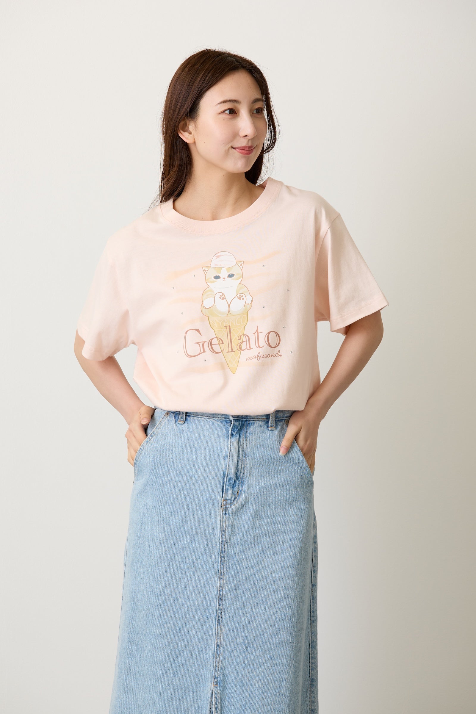 mofusand Tシャツ Gelato ペールピンク