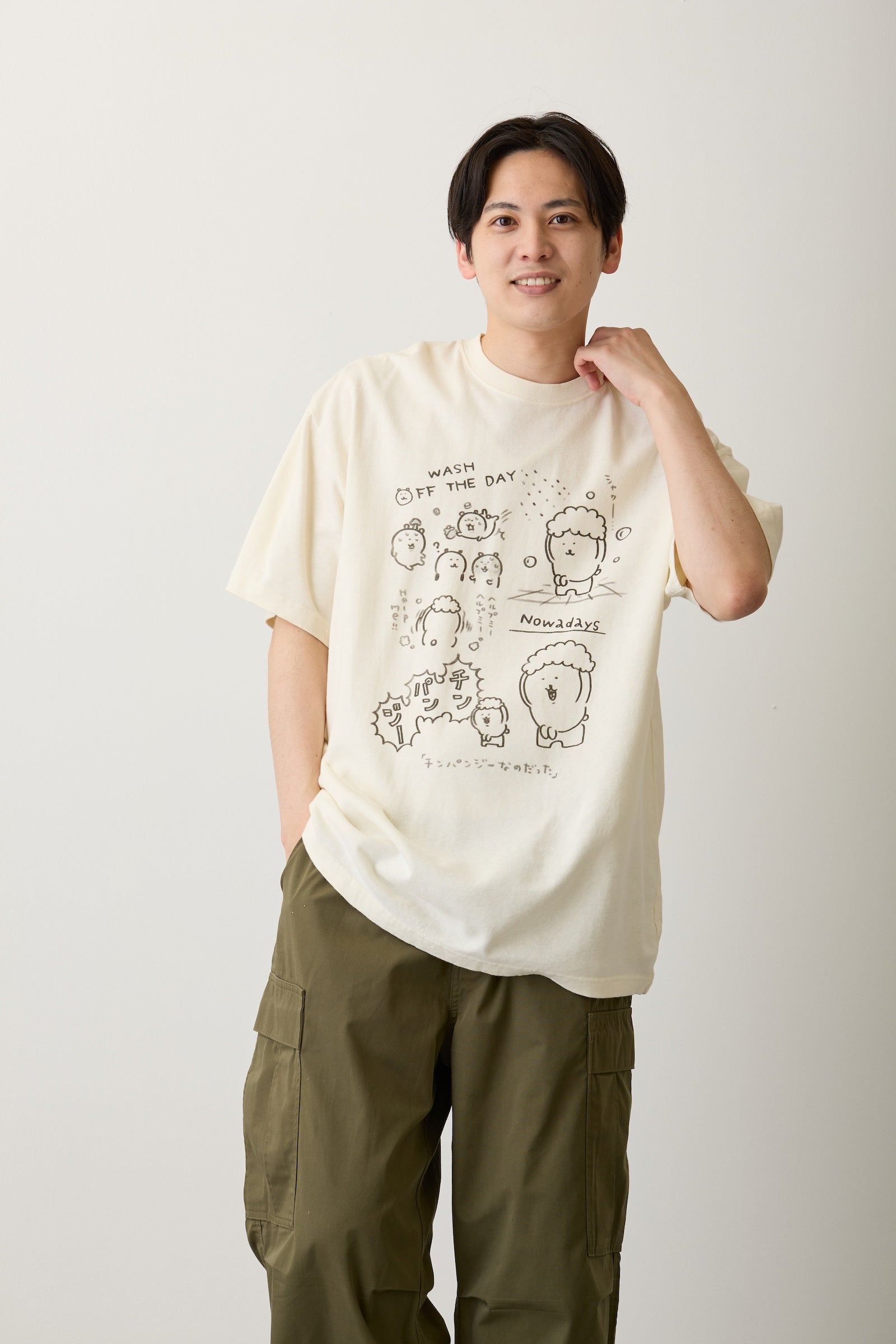 ナガノキャラクターズ Tシャツ チンパンジー クリーム