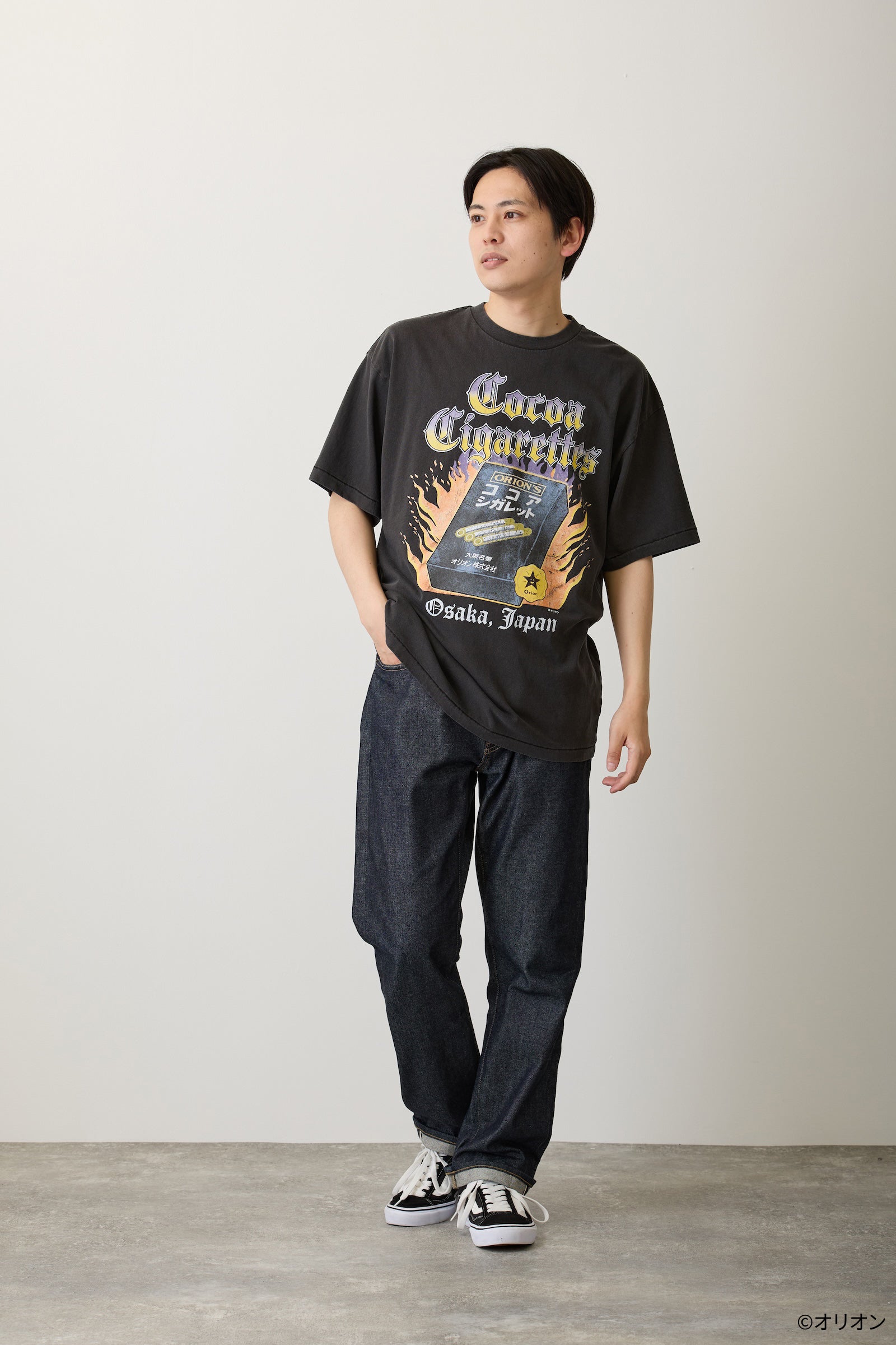 【7月中旬以降お届け】ココアシガレット Tシャツ 駄菓子ロック ブラック