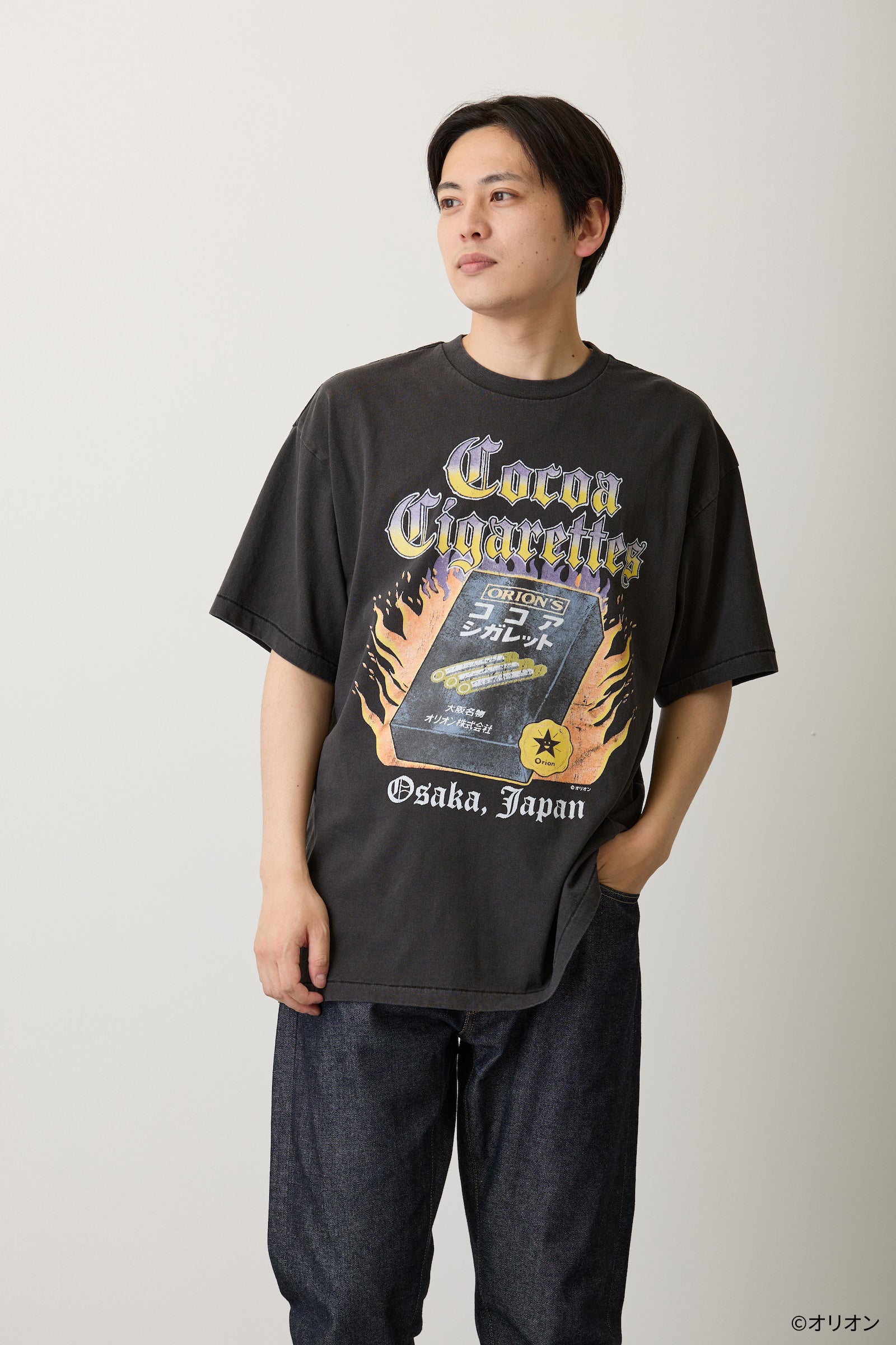 【7月中旬以降お届け】ココアシガレット Tシャツ 駄菓子ロック ブラック