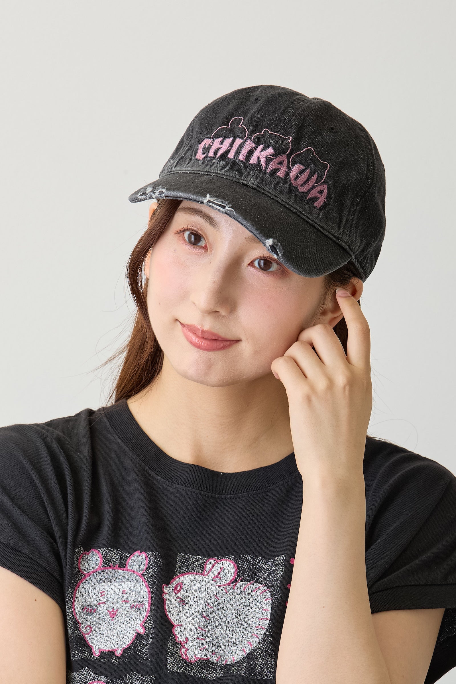 ちいかわ キャップ STAY CUTE STAY PUNK ブラック