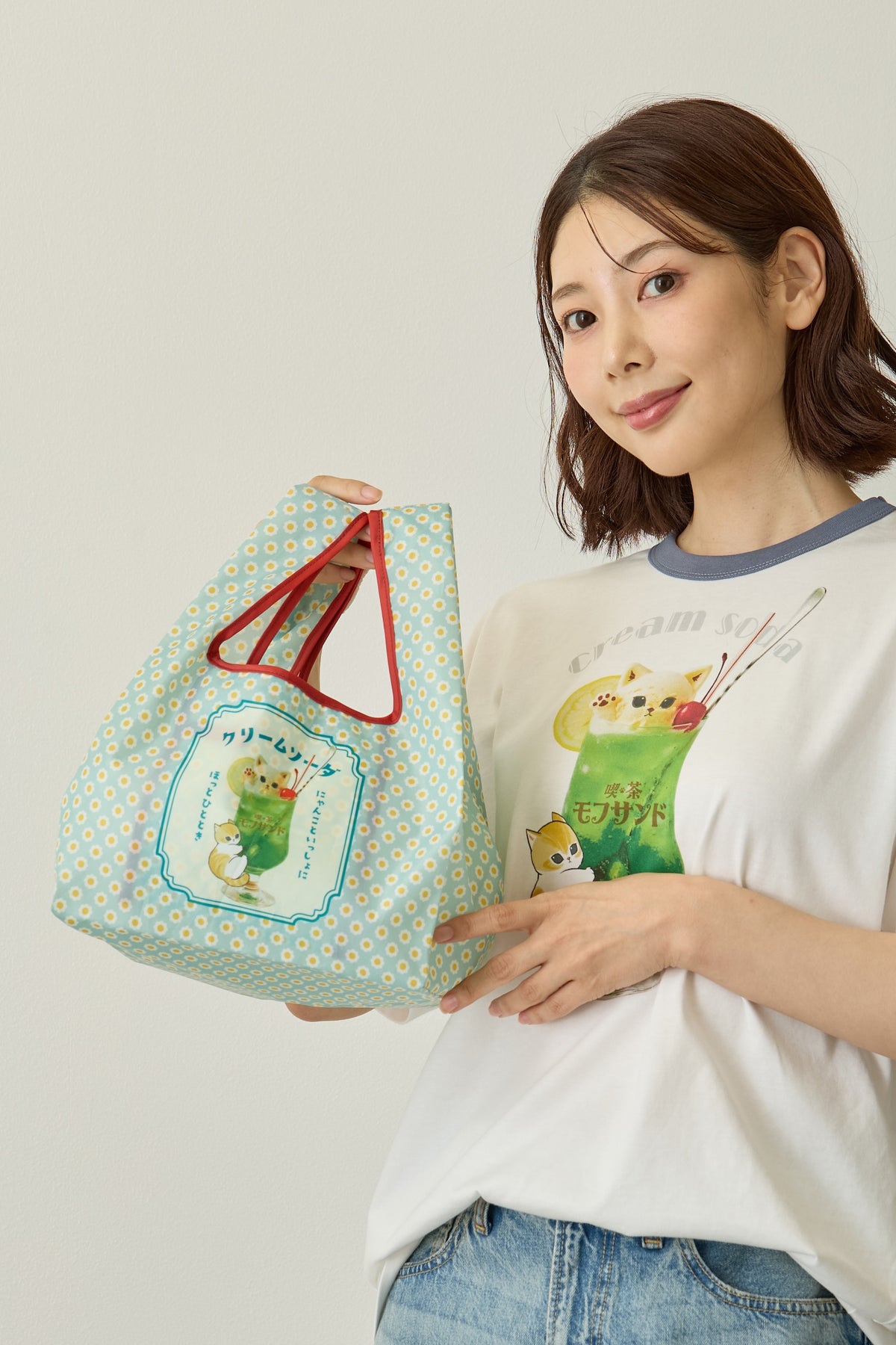 mofusand エコバッグ クリームソーダ ミント ONE