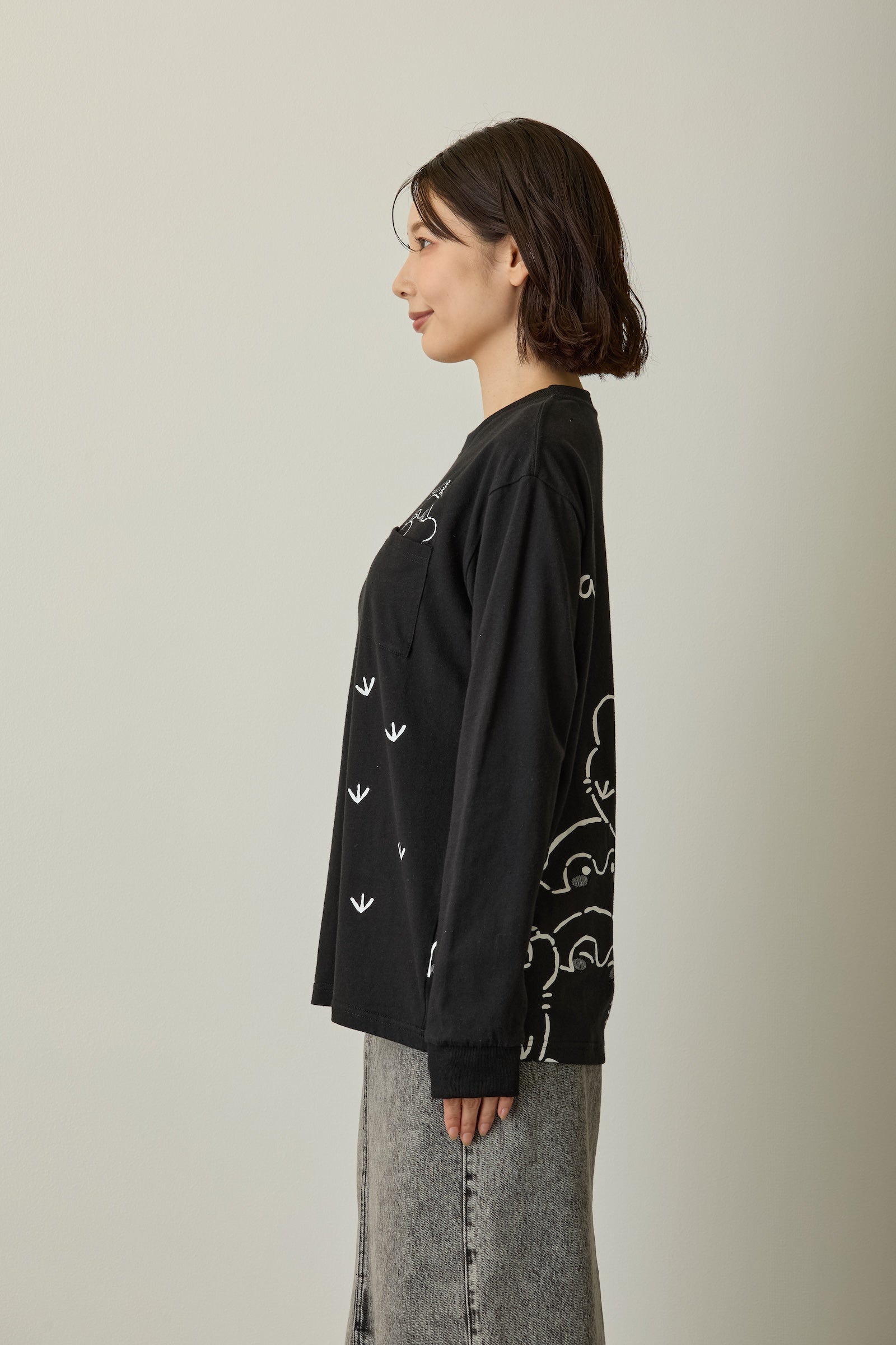 コウペンちゃん 長袖Tシャツ いつもそばにいるよ〜 ブラック