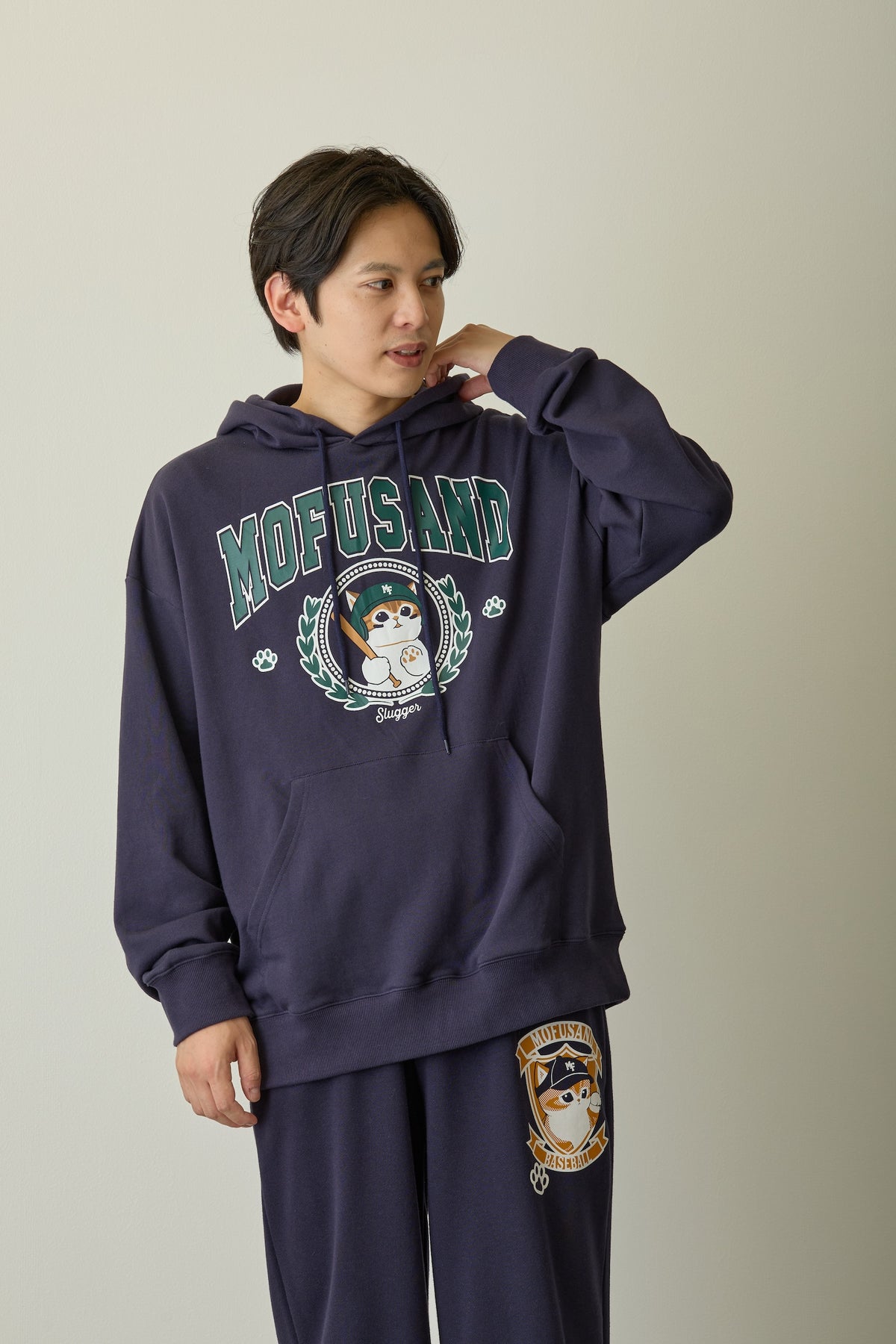 mofusand スウェットパーカー Slugger ネイビー