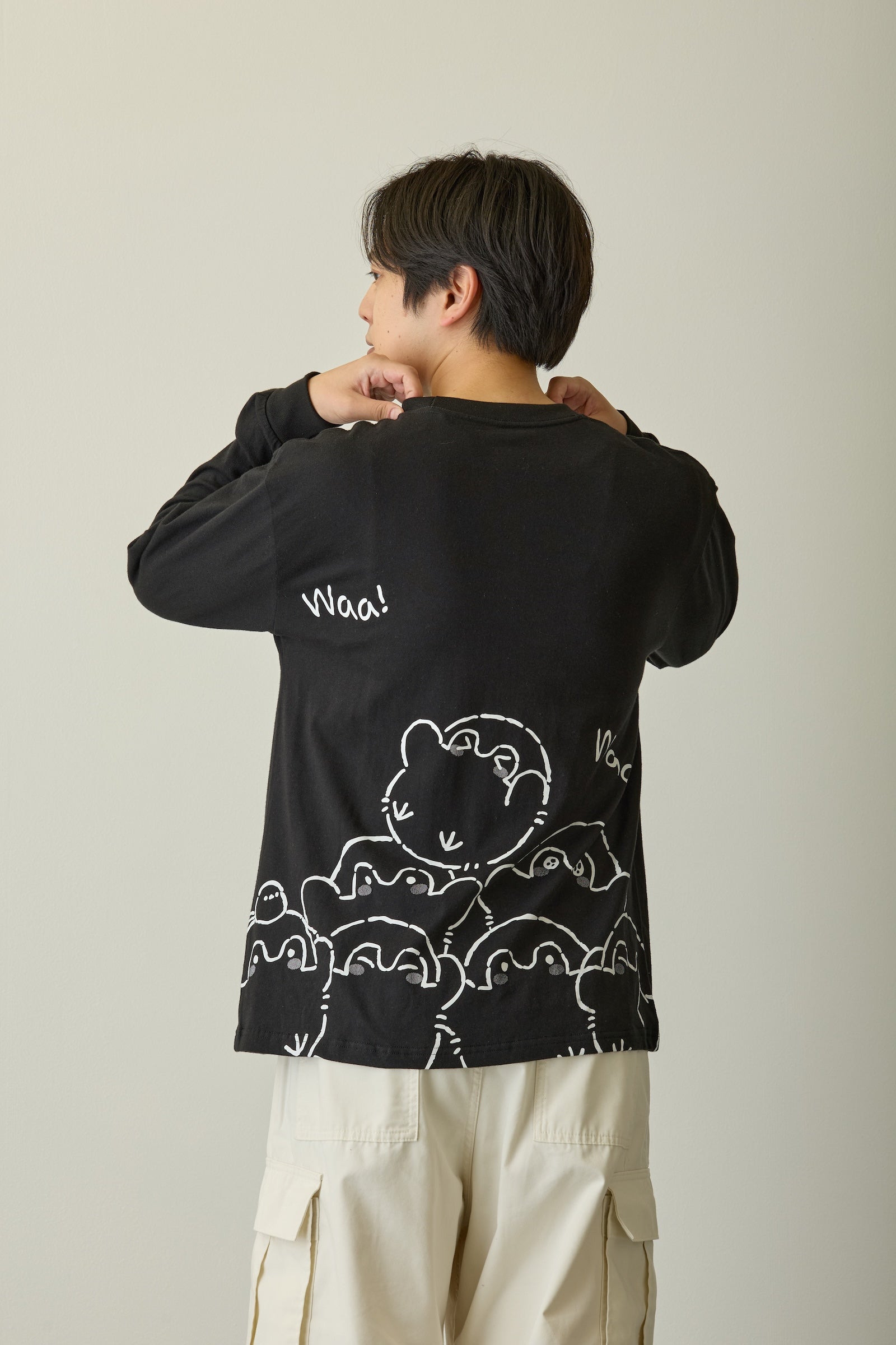 コウペンちゃん 長袖Tシャツ いつもそばにいるよ〜 ブラック