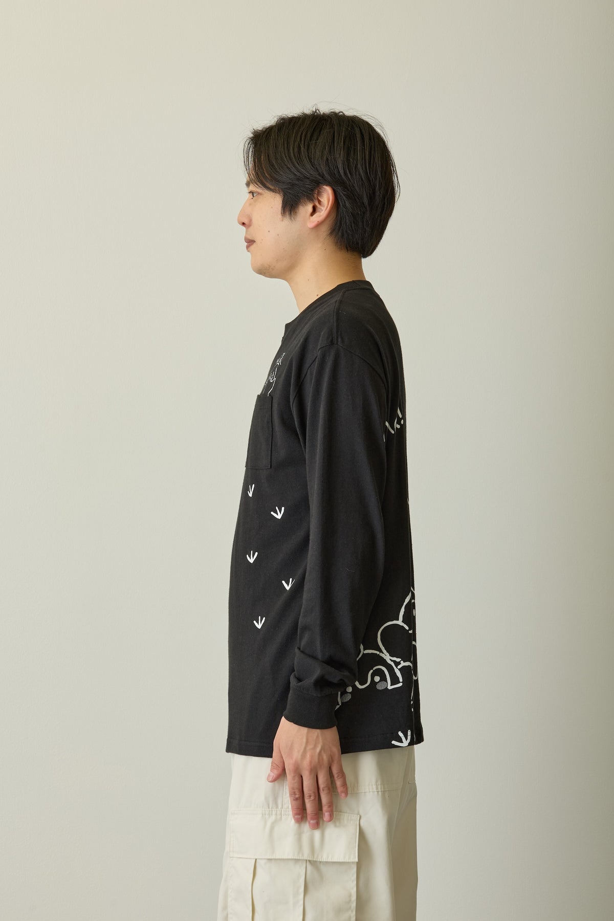 コウペンちゃん 長袖Tシャツ いつもそばにいるよ〜 ブラック