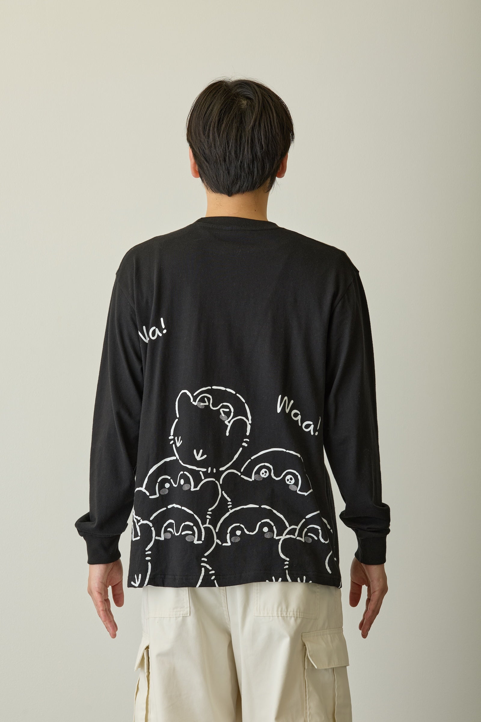 コウペンちゃん 長袖Tシャツ いつもそばにいるよ〜 ブラック