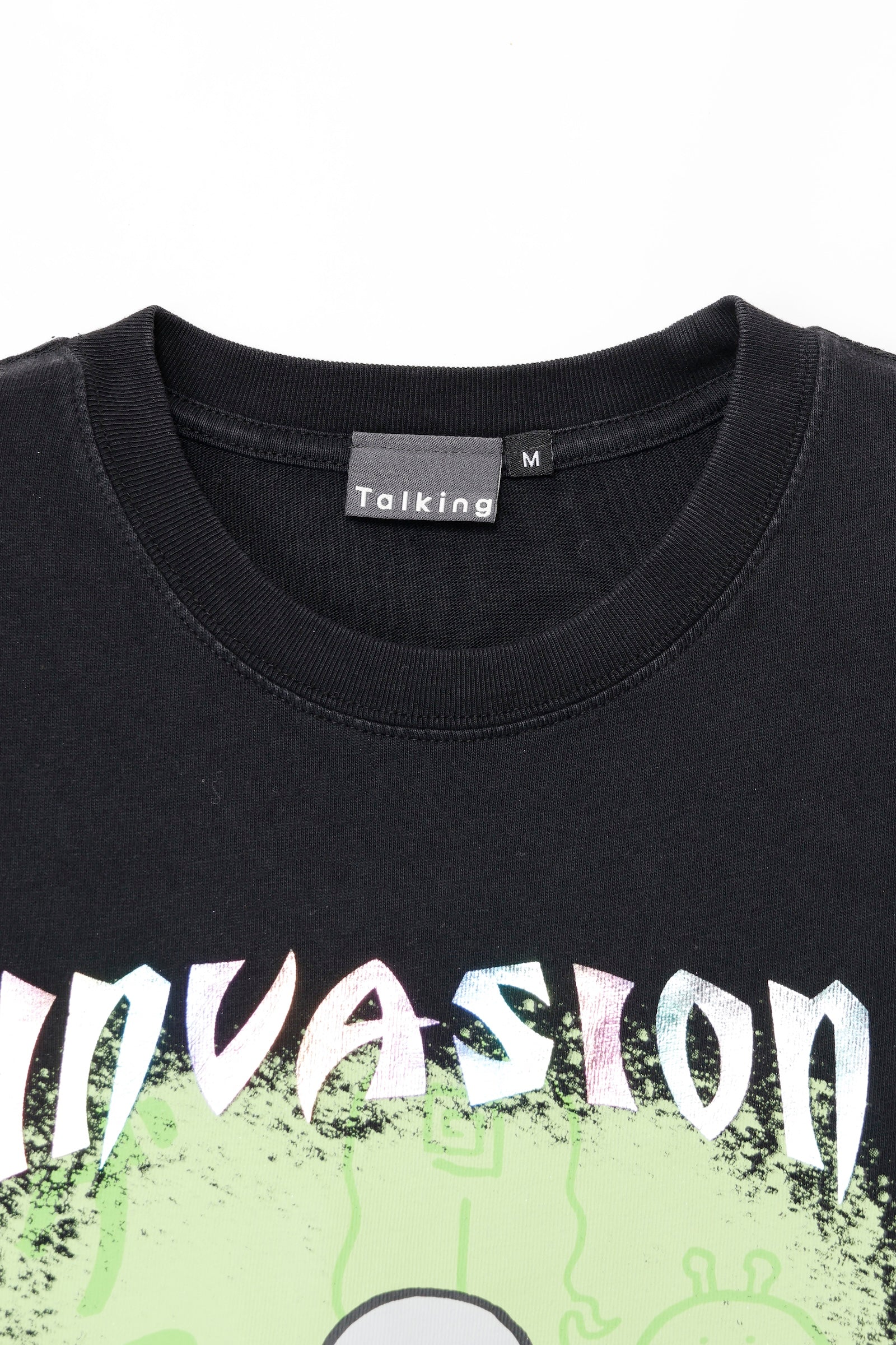 【先行販売】ナガノキャラクターズ 箔プリントTシャツ もぐらコロッケ(宇宙人) ブラック