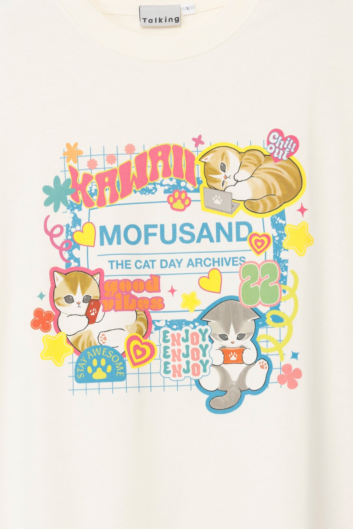 mofusand Tシャツ THE CAT DAY ARCHIVES ホワイト