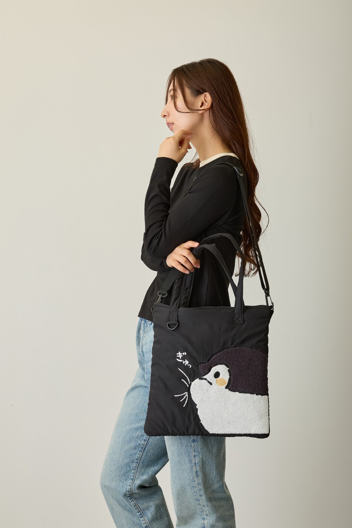 【追加生産予約・11月中旬入荷予定】コウペンちゃん 2Wayトートバッグ ぎゅっ ブラック ONE