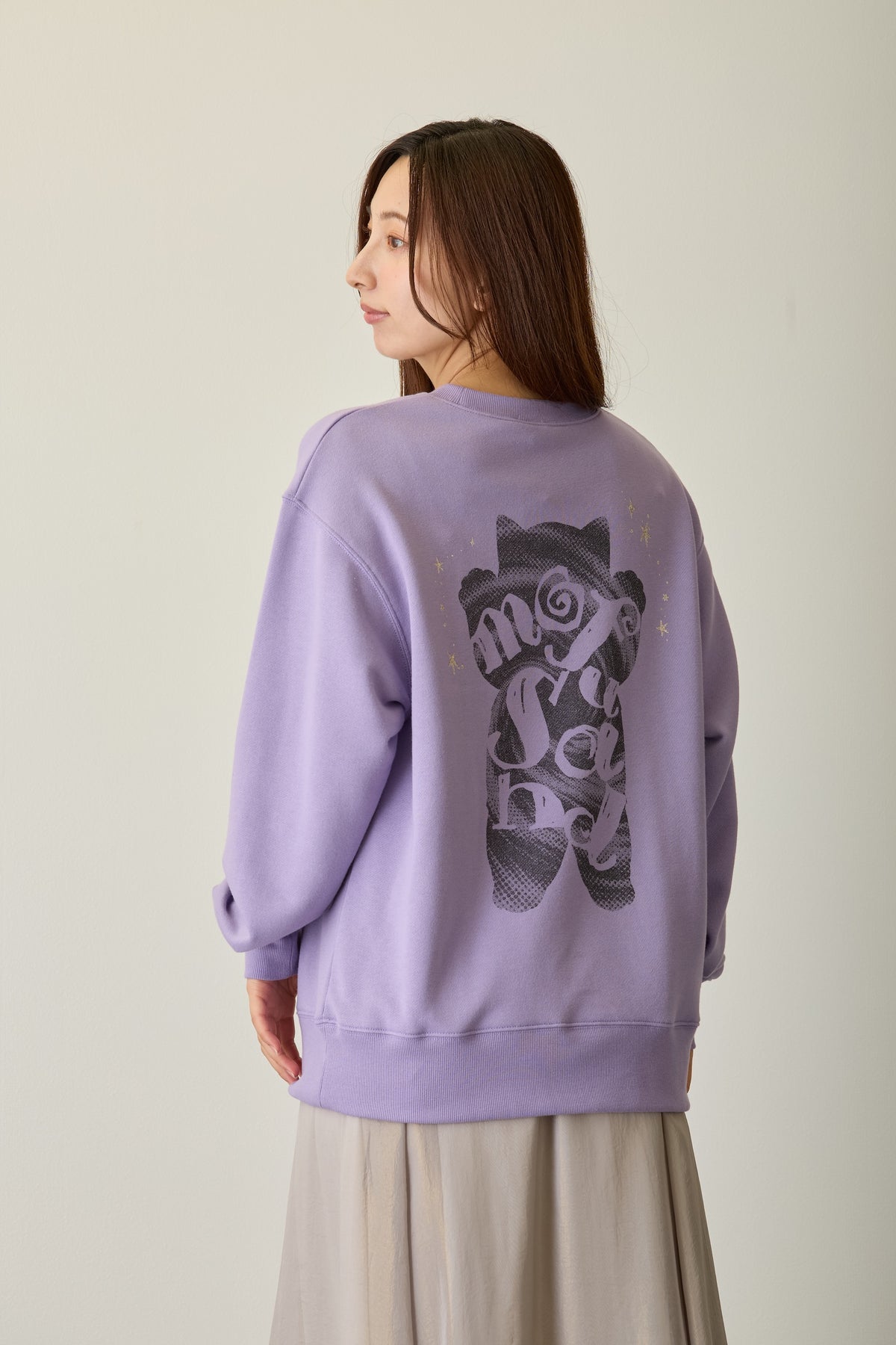 mofusand スウェットシャツ SHADOW CAT パープル