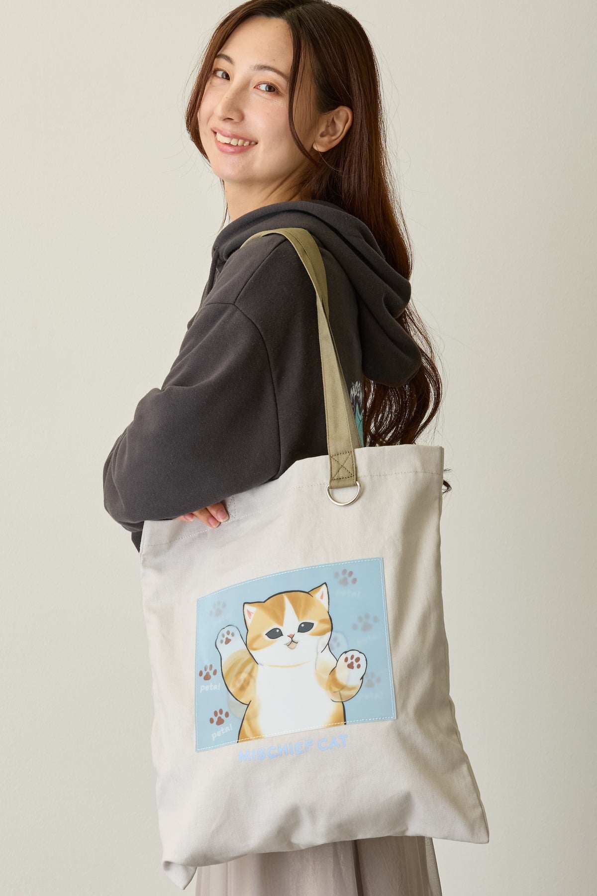 mofusand レンチキュラートートバッグ MISCHIEF CAT ナチュラル ONE