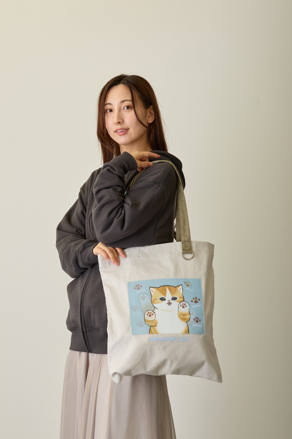 mofusand レンチキュラートートバッグ MISCHIEF CAT ナチュラル ONE
