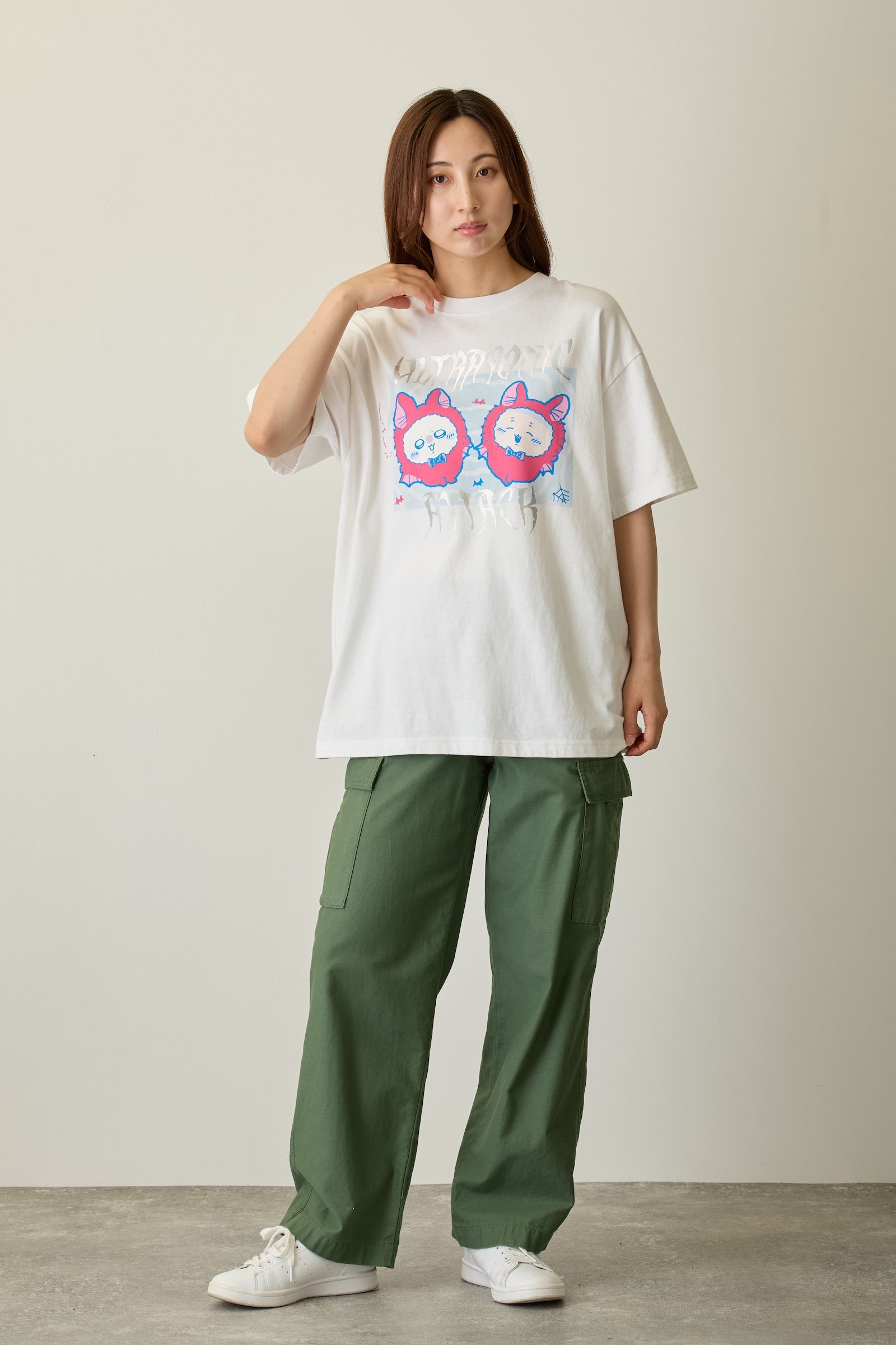 【先行販売】ちいかわ 箔プリントTシャツ ULTRASONIC ATTACK ホワイト