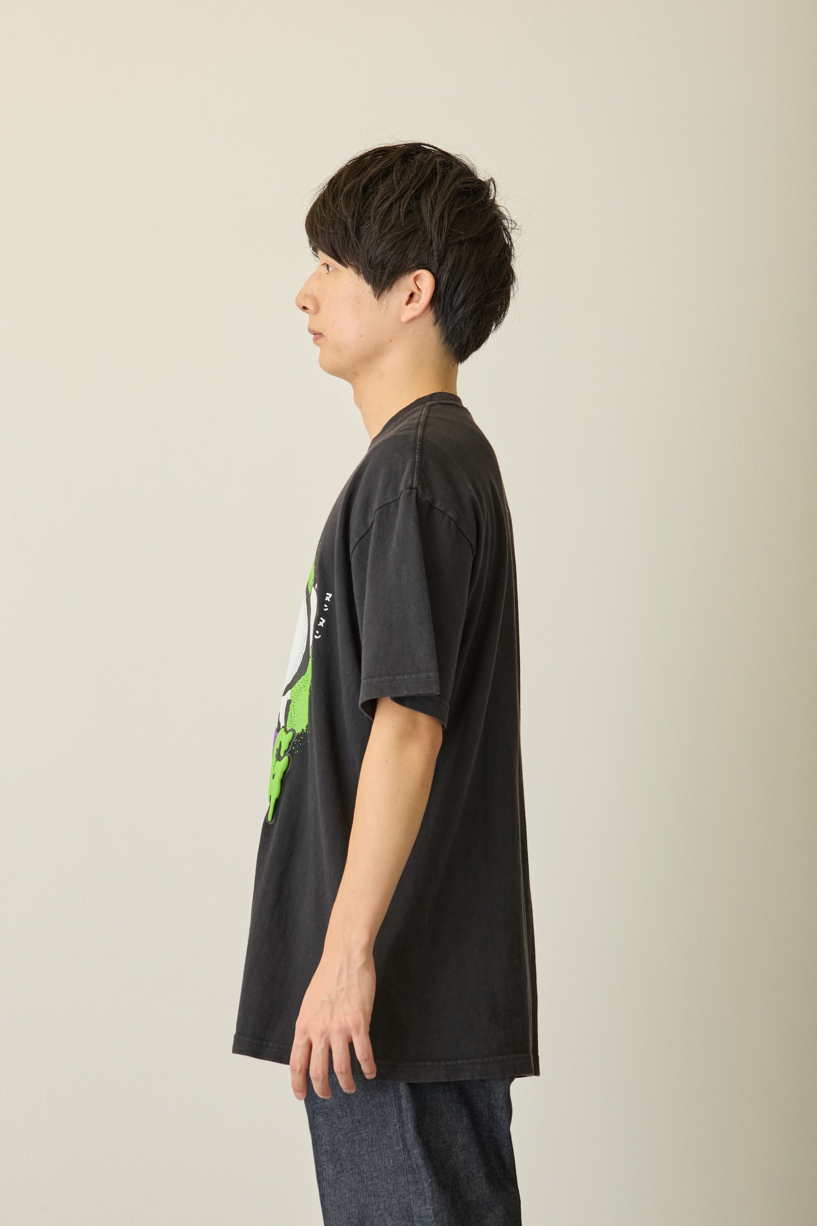 【先行販売】ナガノキャラクターズ 発泡プリントTシャツ 咽び泣く ブラック