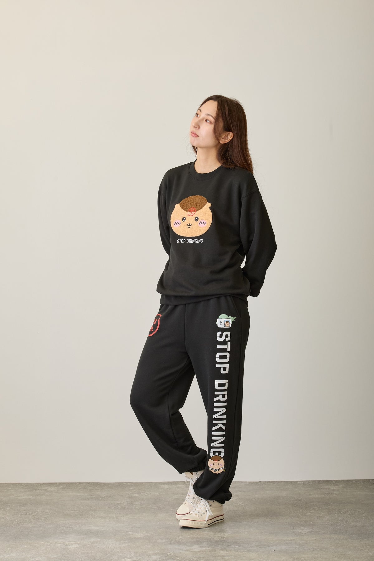 ちいかわ スウェットパンツ 禁酒くりまんじゅう ブラック