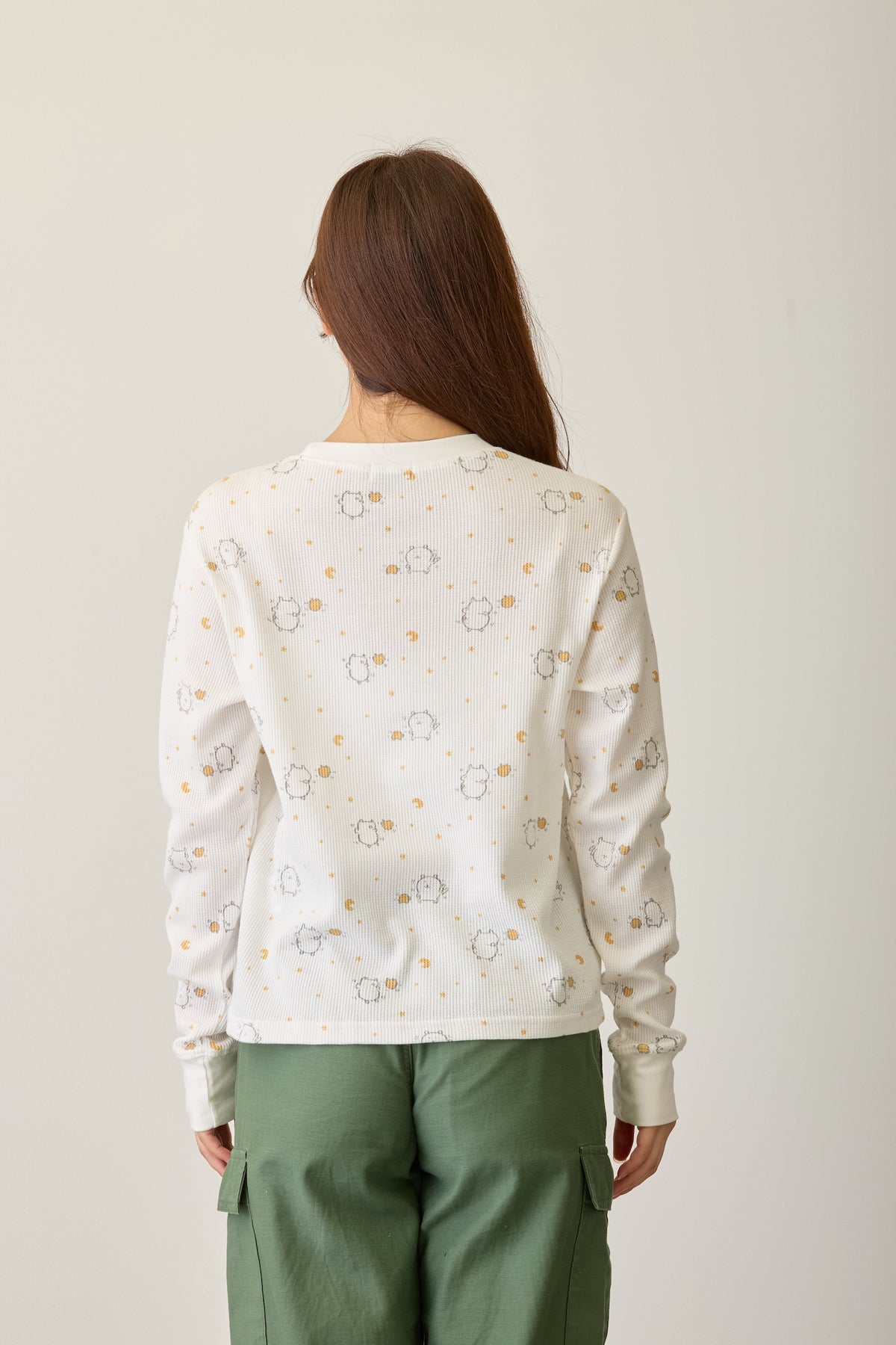 ナガノキャラクターズ ワッフル長袖Tシャツ ラムネリナイト ホワイト