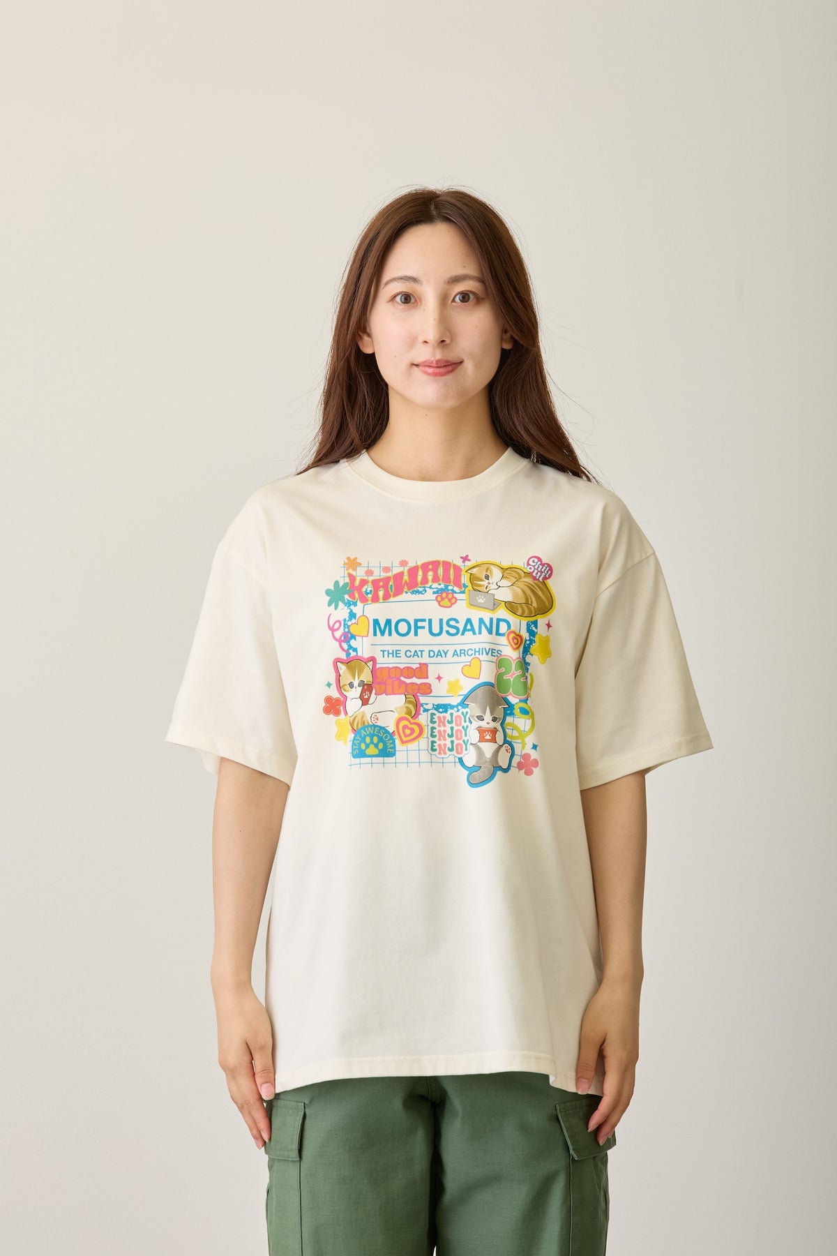 mofusand Tシャツ THE CAT DAY ARCHIVES ホワイト