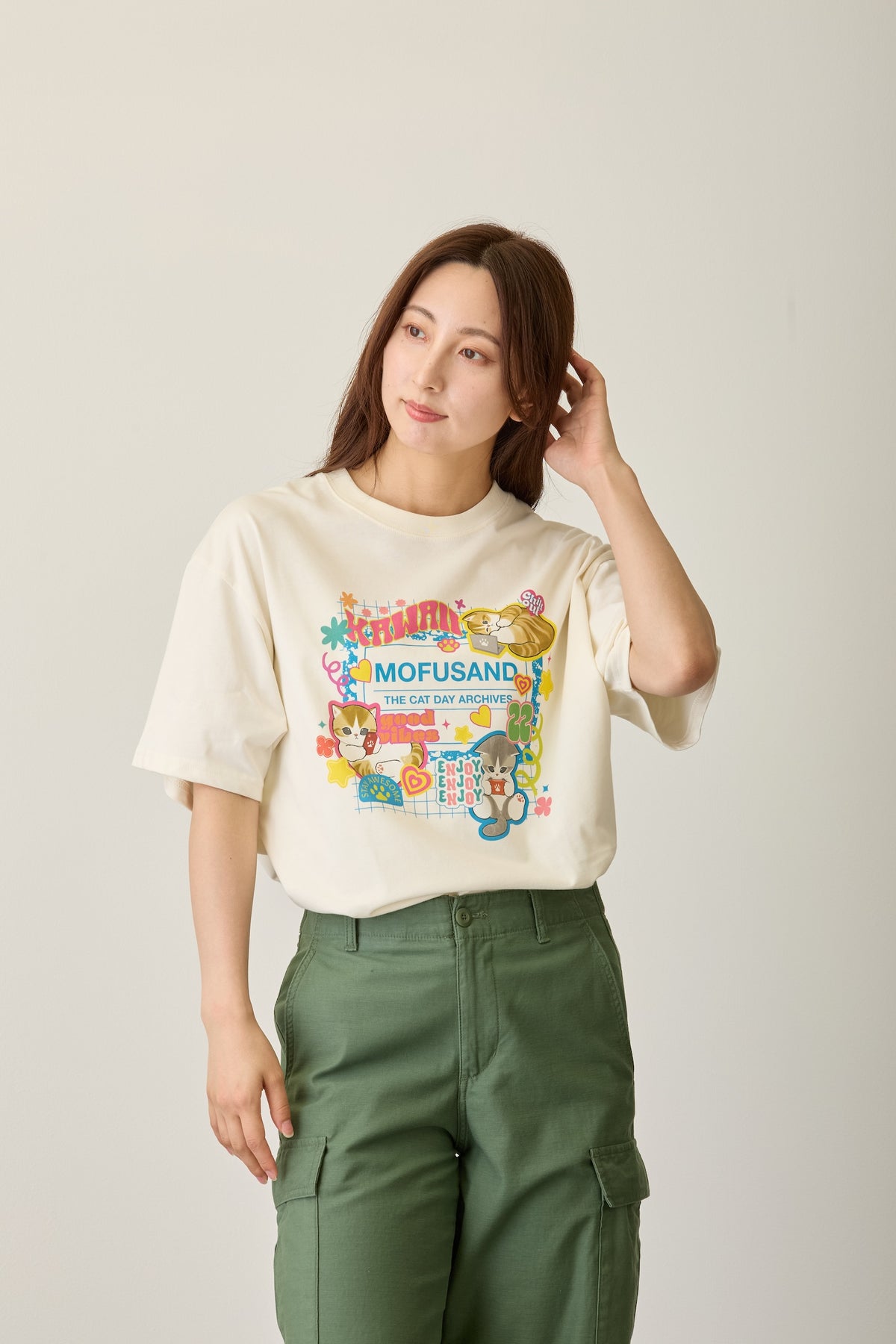 mofusand Tシャツ THE CAT DAY ARCHIVES ホワイト