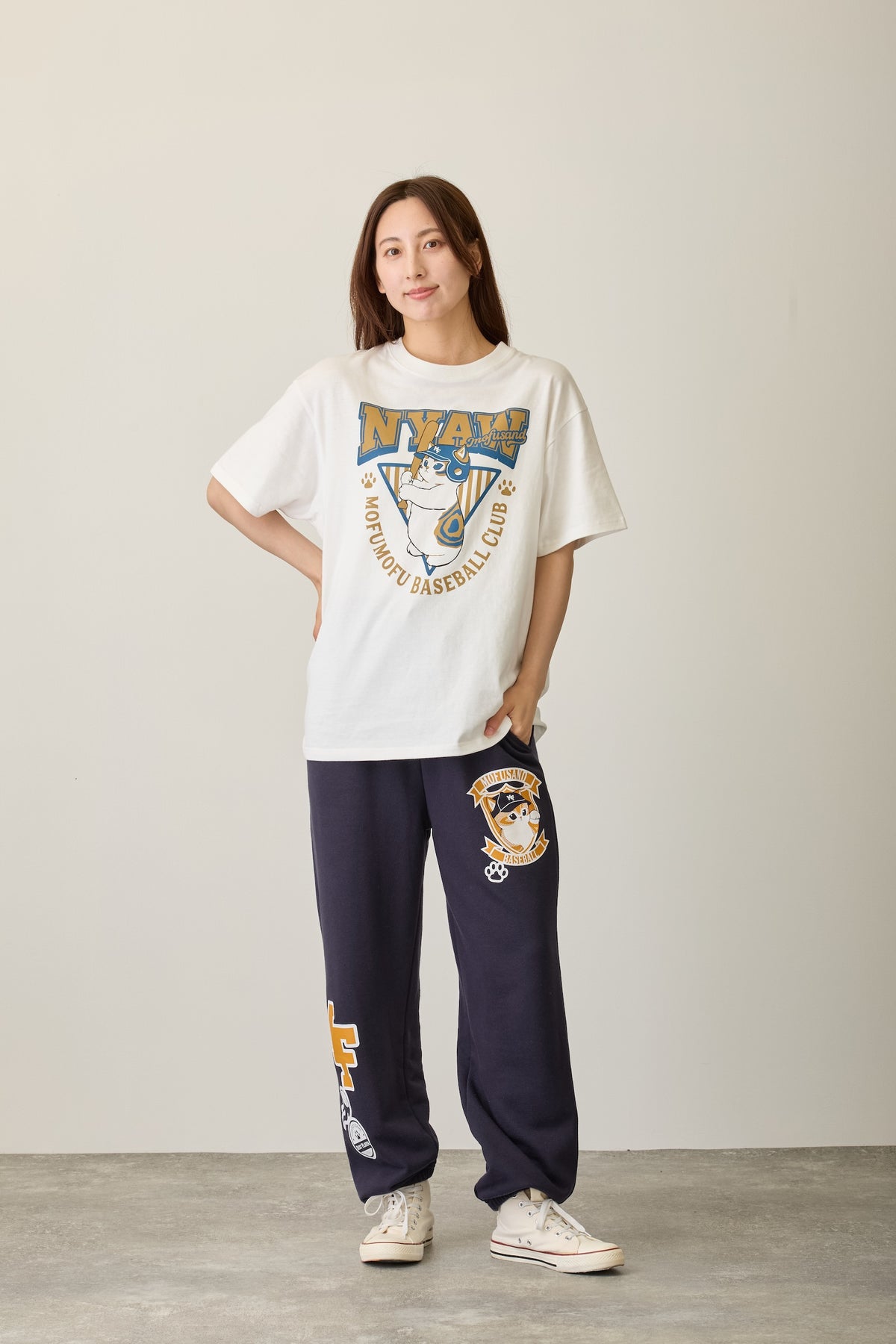 mofusand Tシャツ NYAW ホワイト