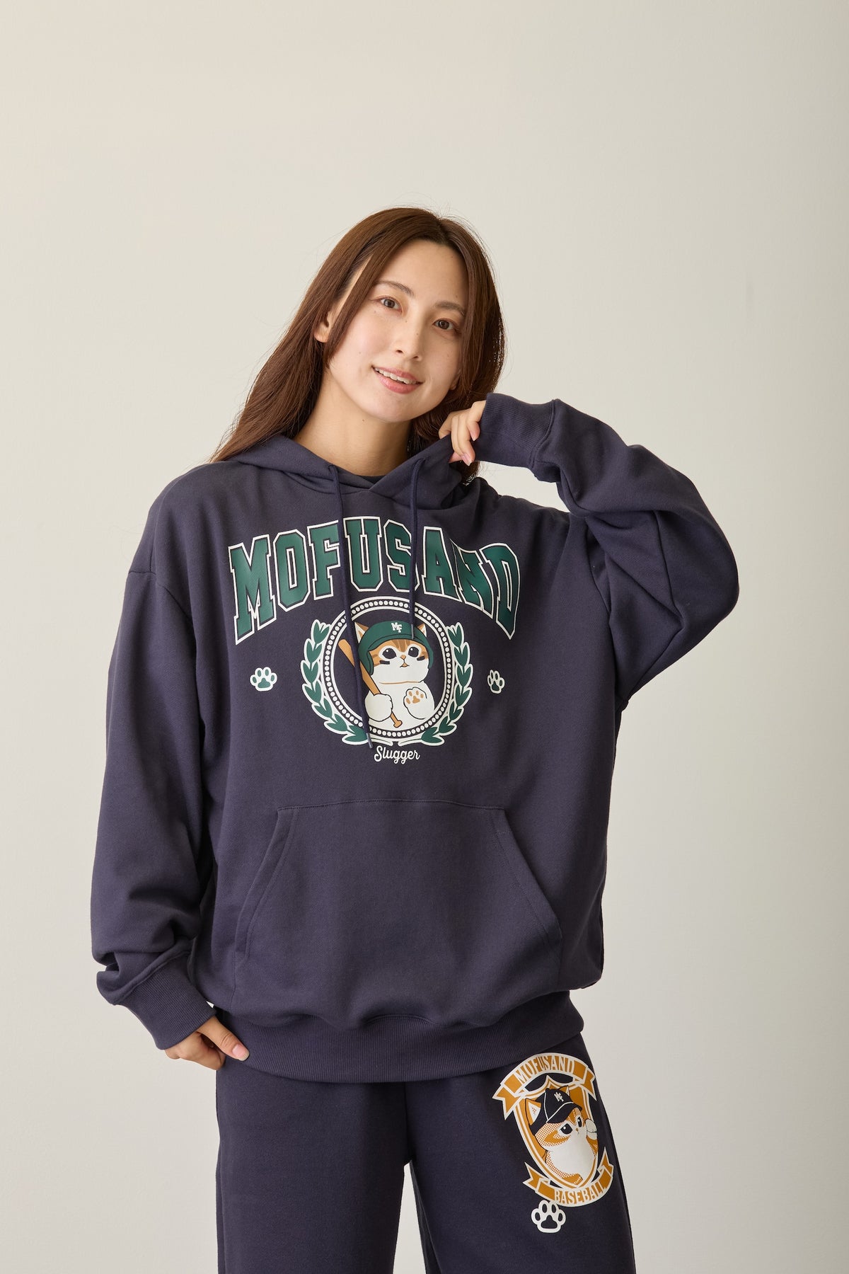 mofusand スウェットパーカー Slugger ネイビー