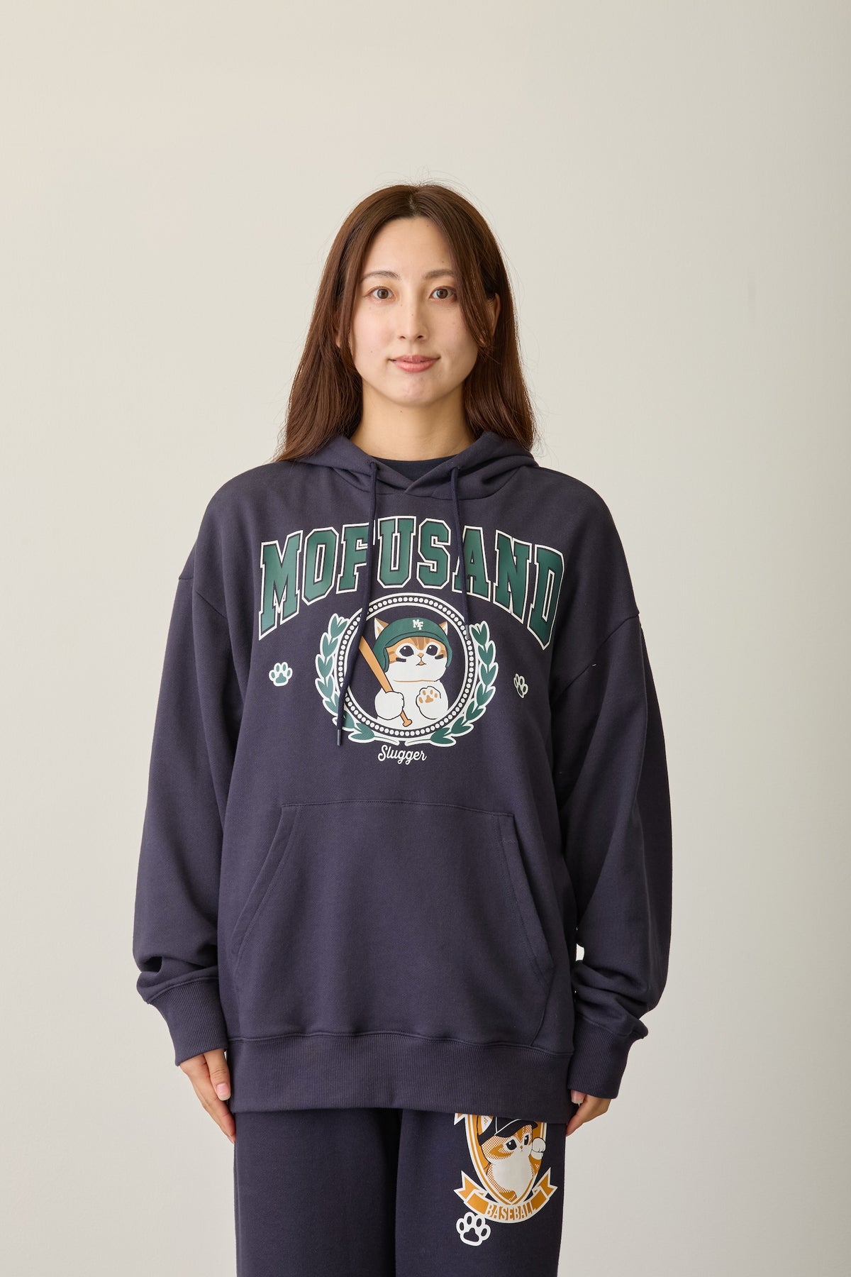 mofusand スウェットパーカー Slugger ネイビー