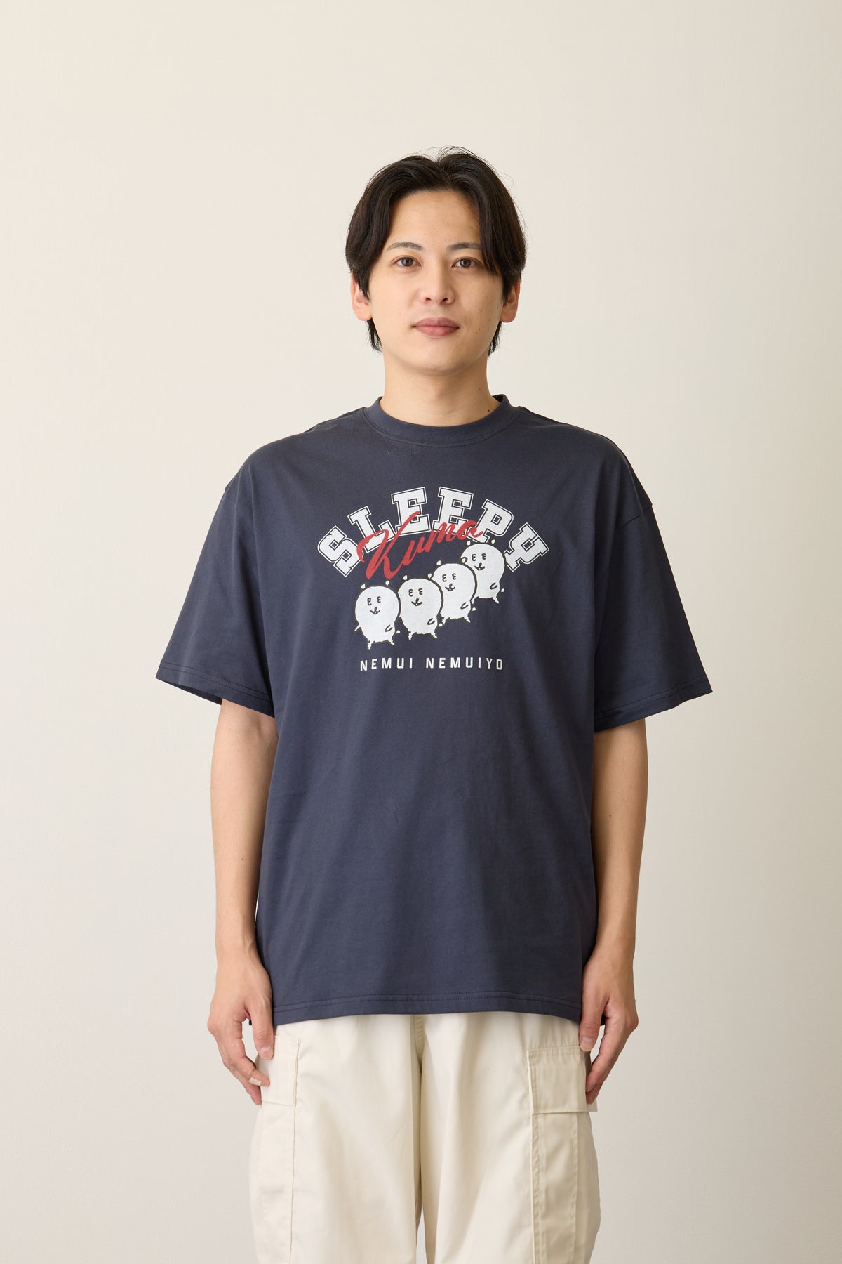 ナガノキャラクターズ Tシャツ SLEEPY(くま) ネイビー