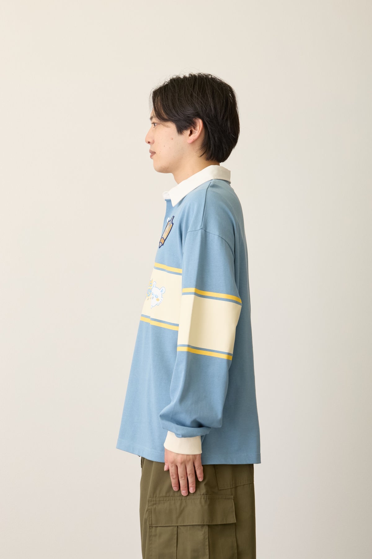 ちいかわ ラガーシャツ うさぎ&モモンガ サックスブルー