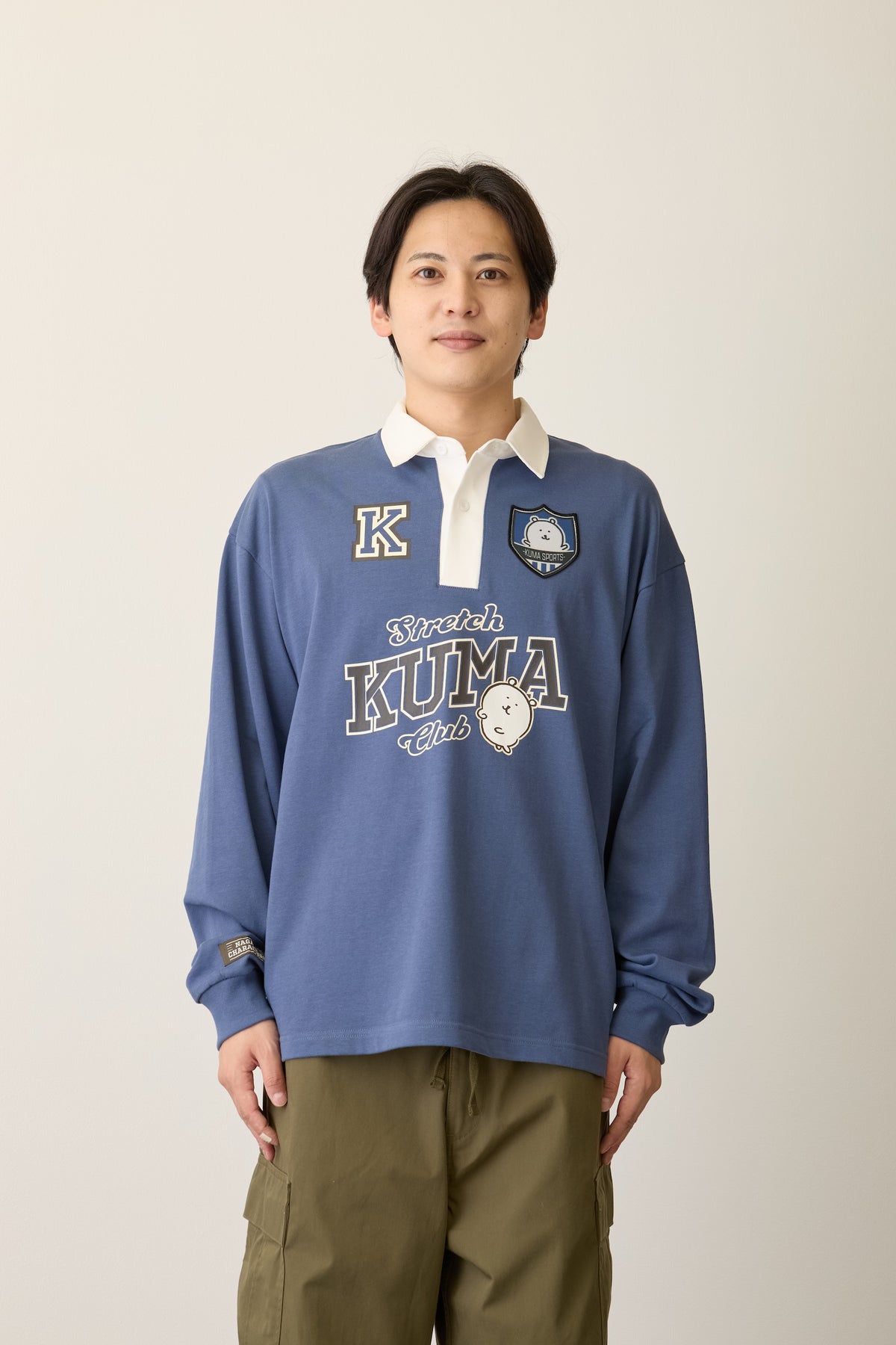 ナガノキャラクターズ ラガーシャツ KUMA ブルー