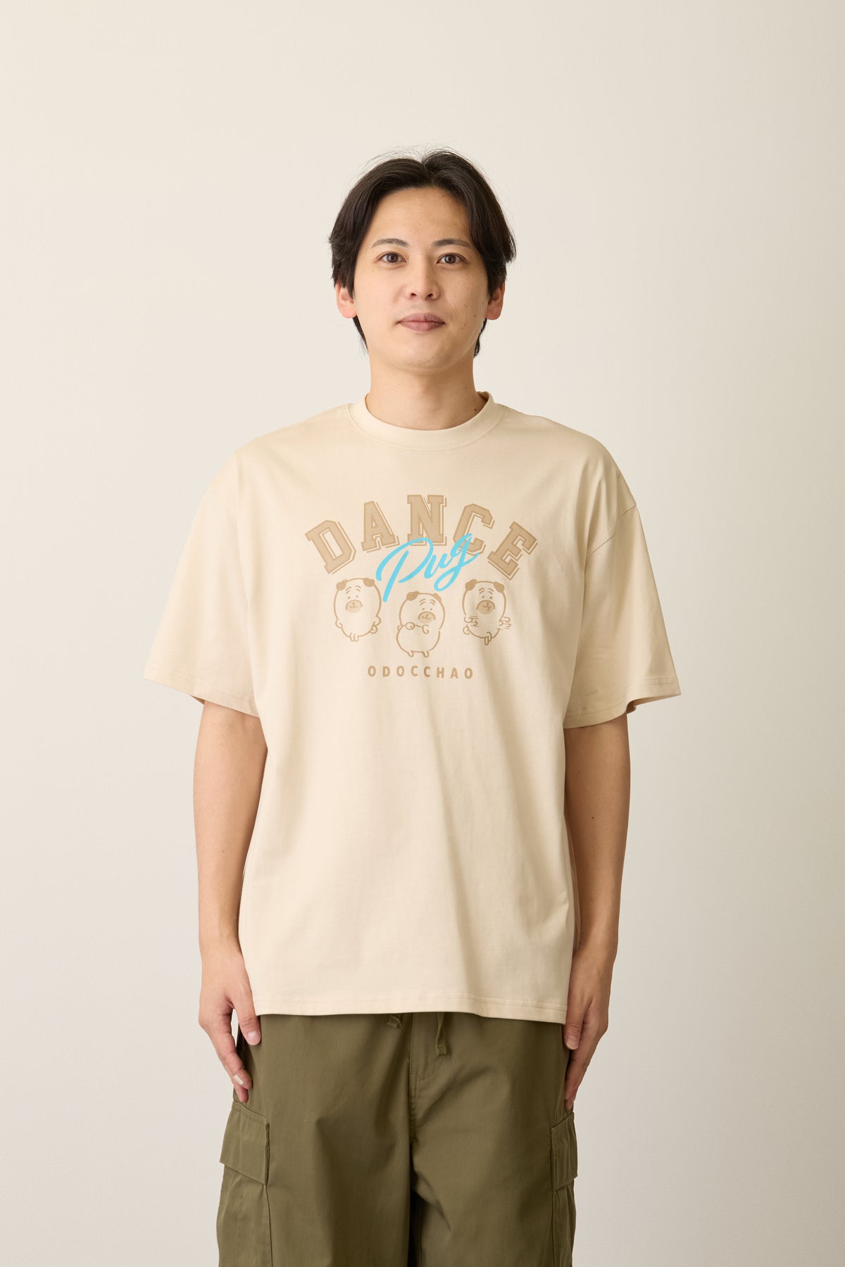 ナガノキャラクターズ Tシャツ DANCE(パグ) オフホワイト