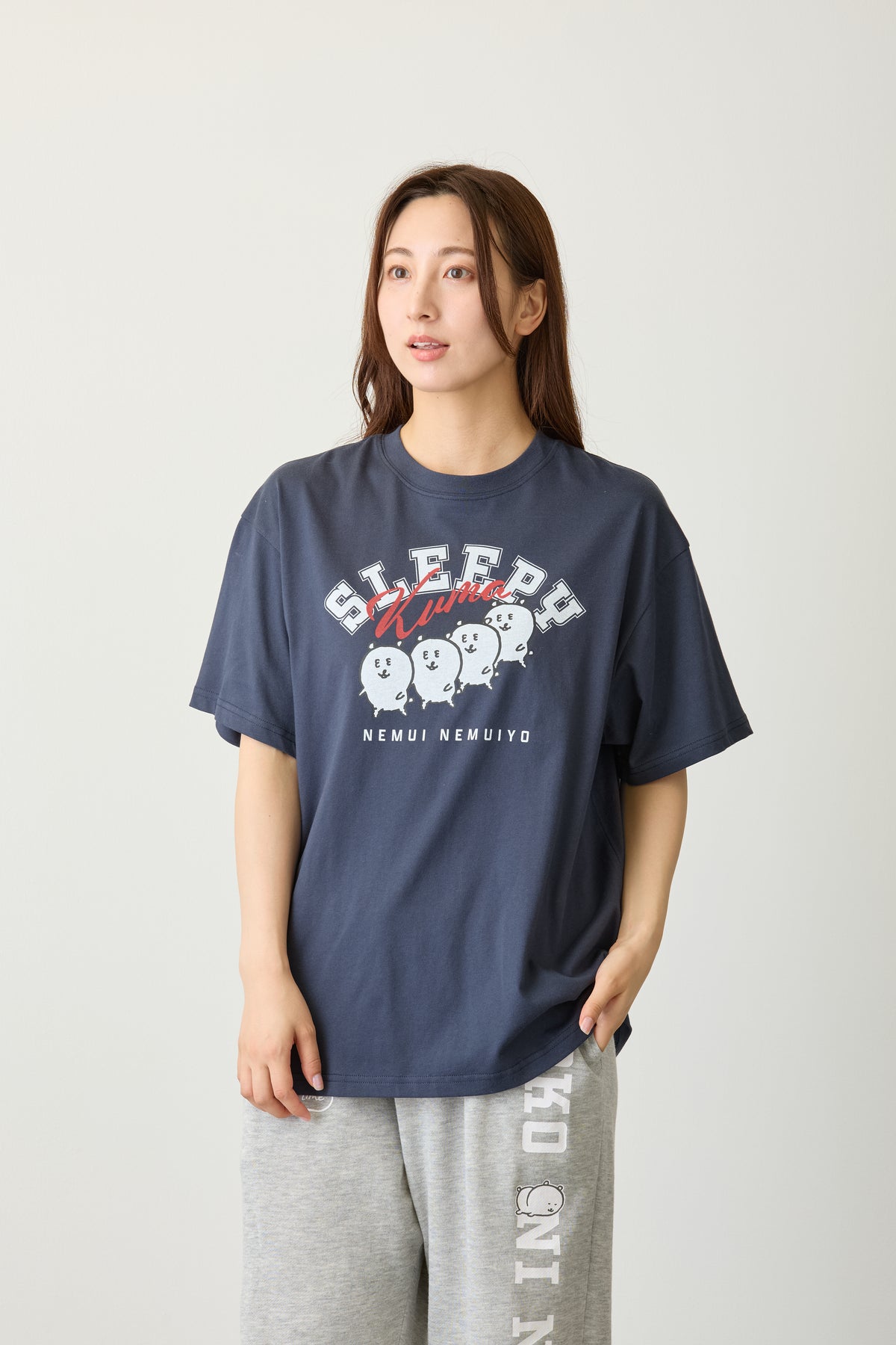 ナガノキャラクターズ Tシャツ SLEEPY(くま) ネイビー