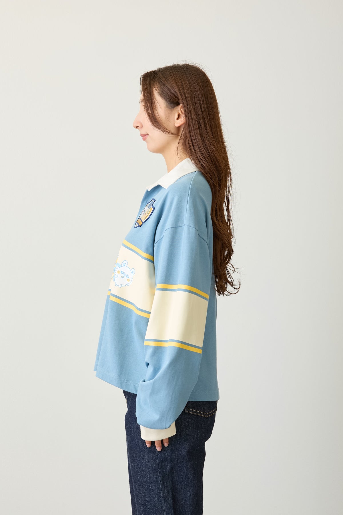 ちいかわ ラガーシャツ うさぎ&モモンガ サックスブルー