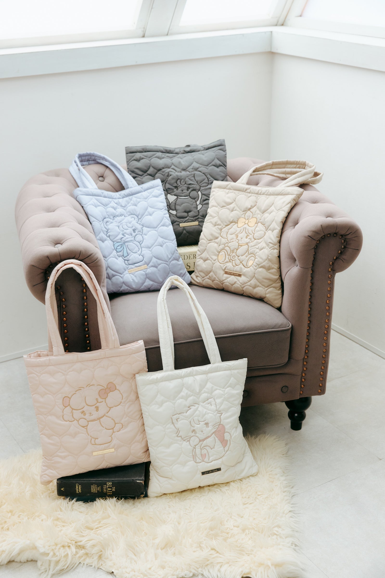 【2BUY10%OFF対象商品】Lil ala mode ハートキルティングトートバッグ ナッツ ピンク ONE