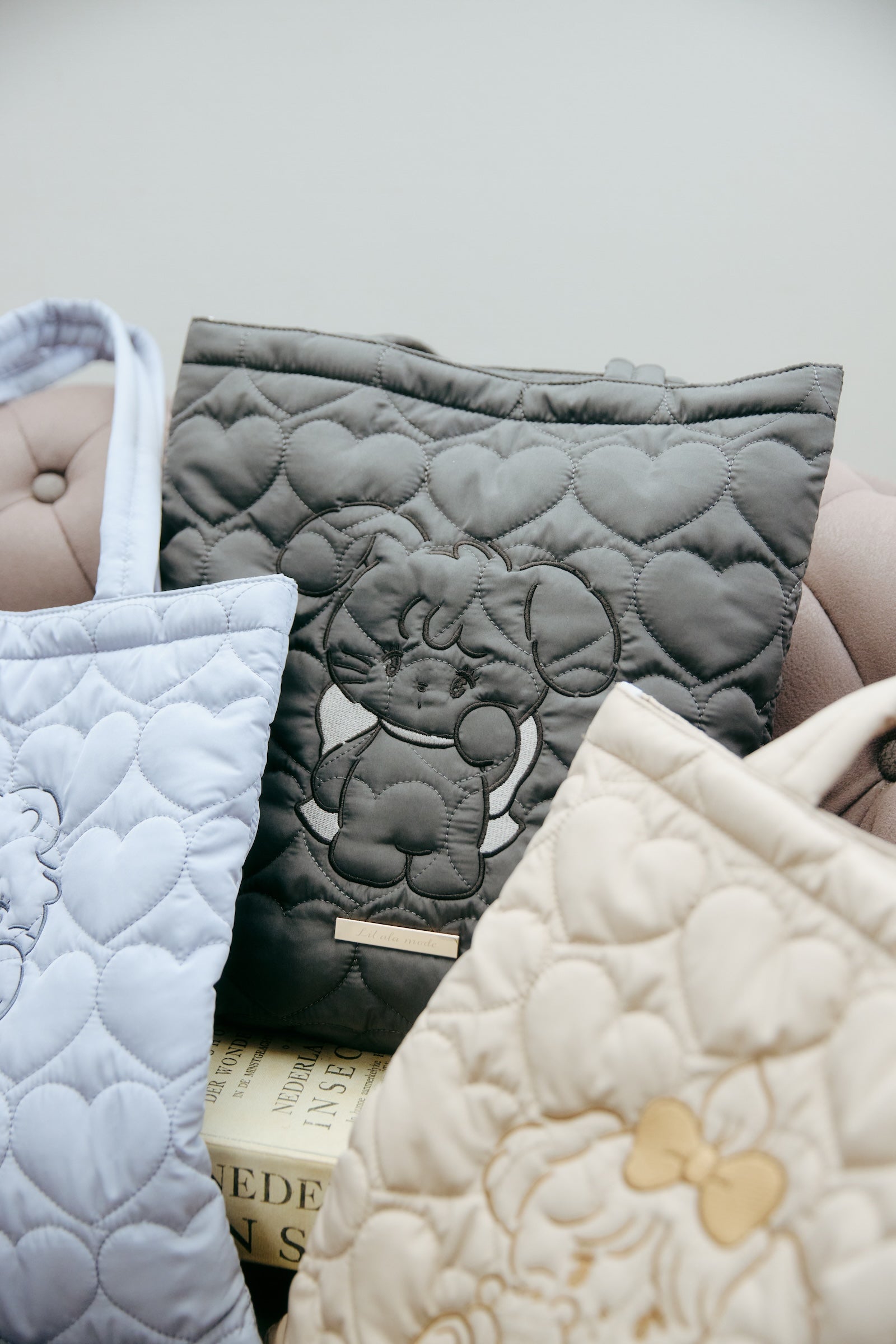 【2BUY10%OFF対象商品】Lil ala mode ハートキルティングトートバッグ キャミー ブラック ONE