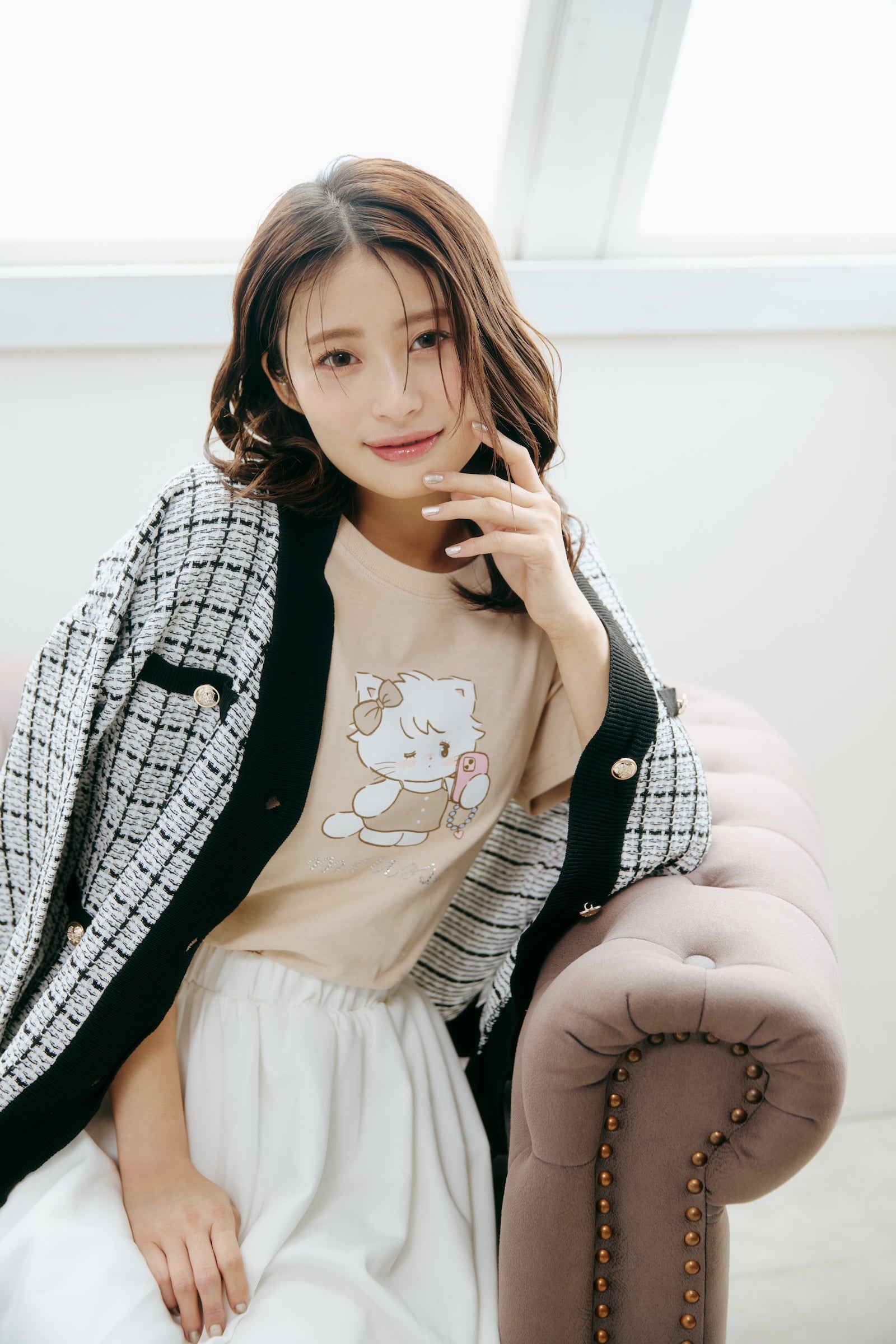 【2BUY10%OFF対象商品】Lil ala mode Tシャツ ムース ピンク