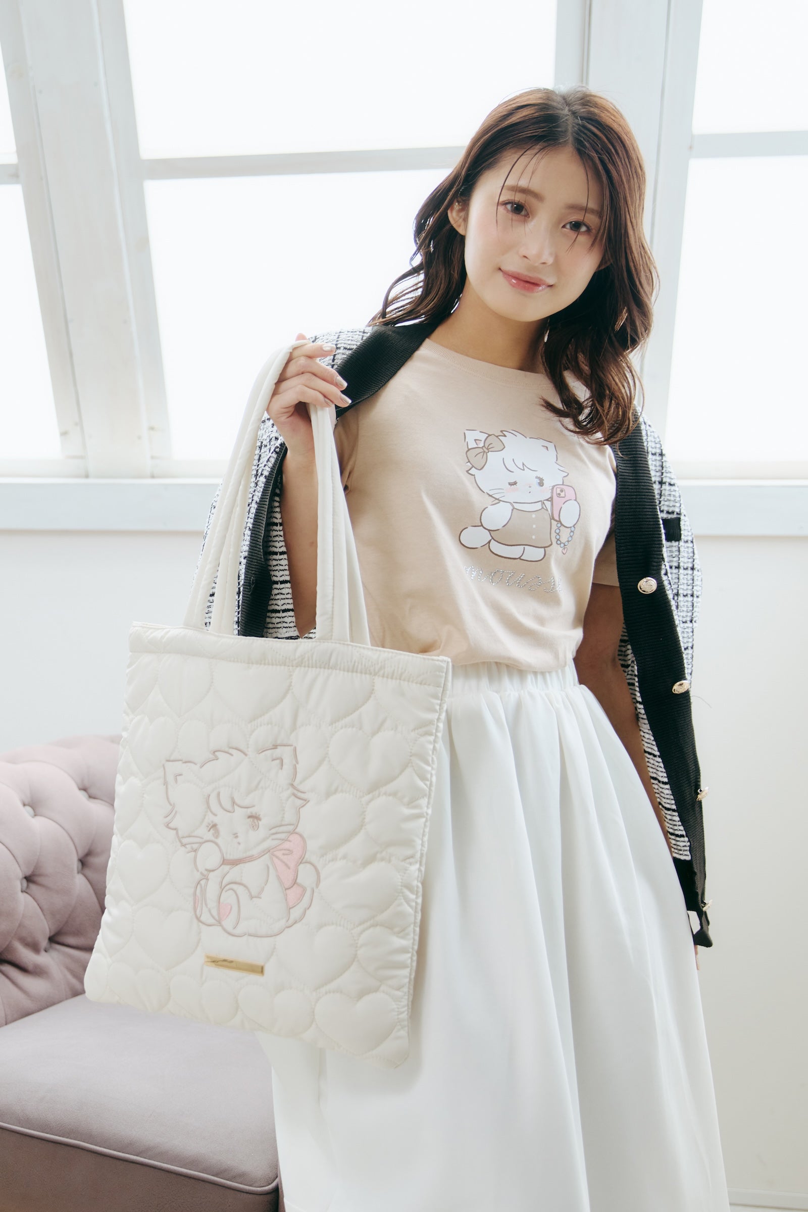 【2BUY10%OFF対象商品】Lil ala mode Tシャツ ムース ピンク