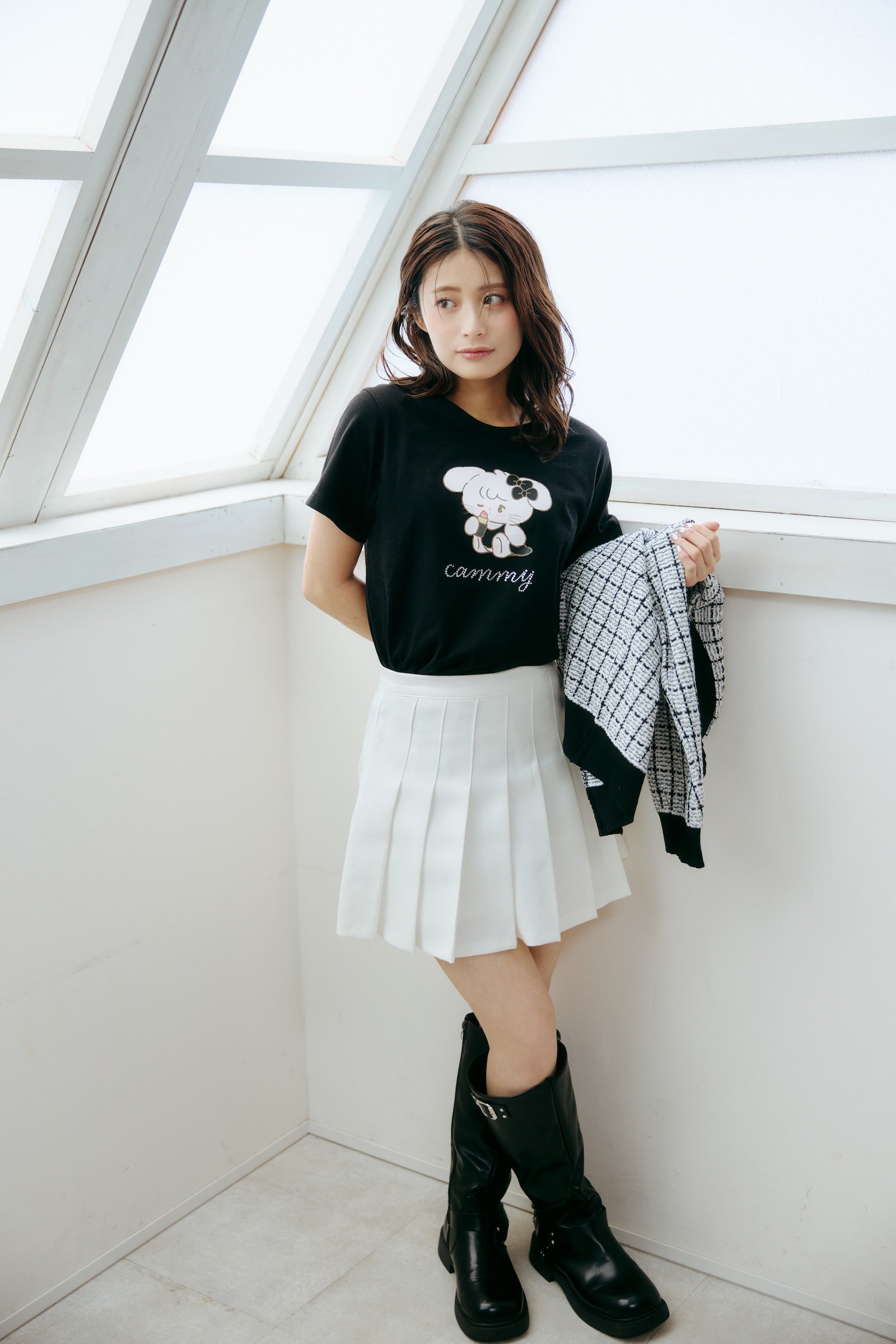 【2BUY10%OFF対象商品】Lil ala mode Tシャツ キャミー ブラック